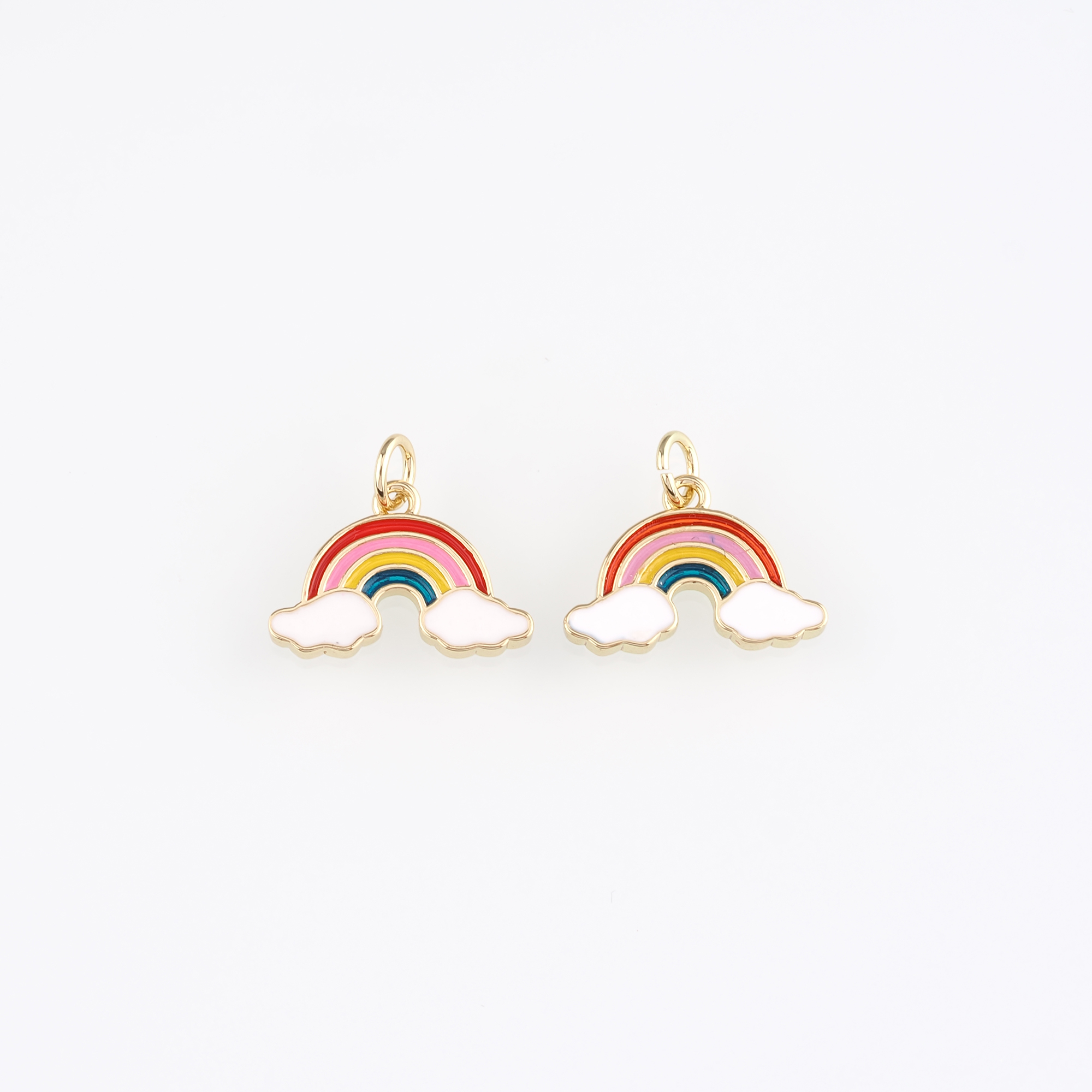18K Gold Filled Rainbow Pendant,Enamel Rainbow Charm Earrings Necklace for DIY Jewelry Making Supply