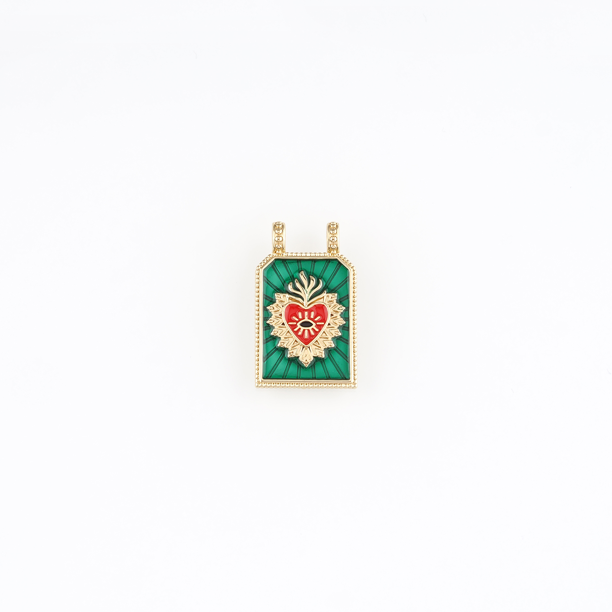 Gold Religious Charm,18K Gold Filled Sacred Heart Pendant,Enamel Sacred Heart Earrings Necklace for DIY Jewelry Making Supply