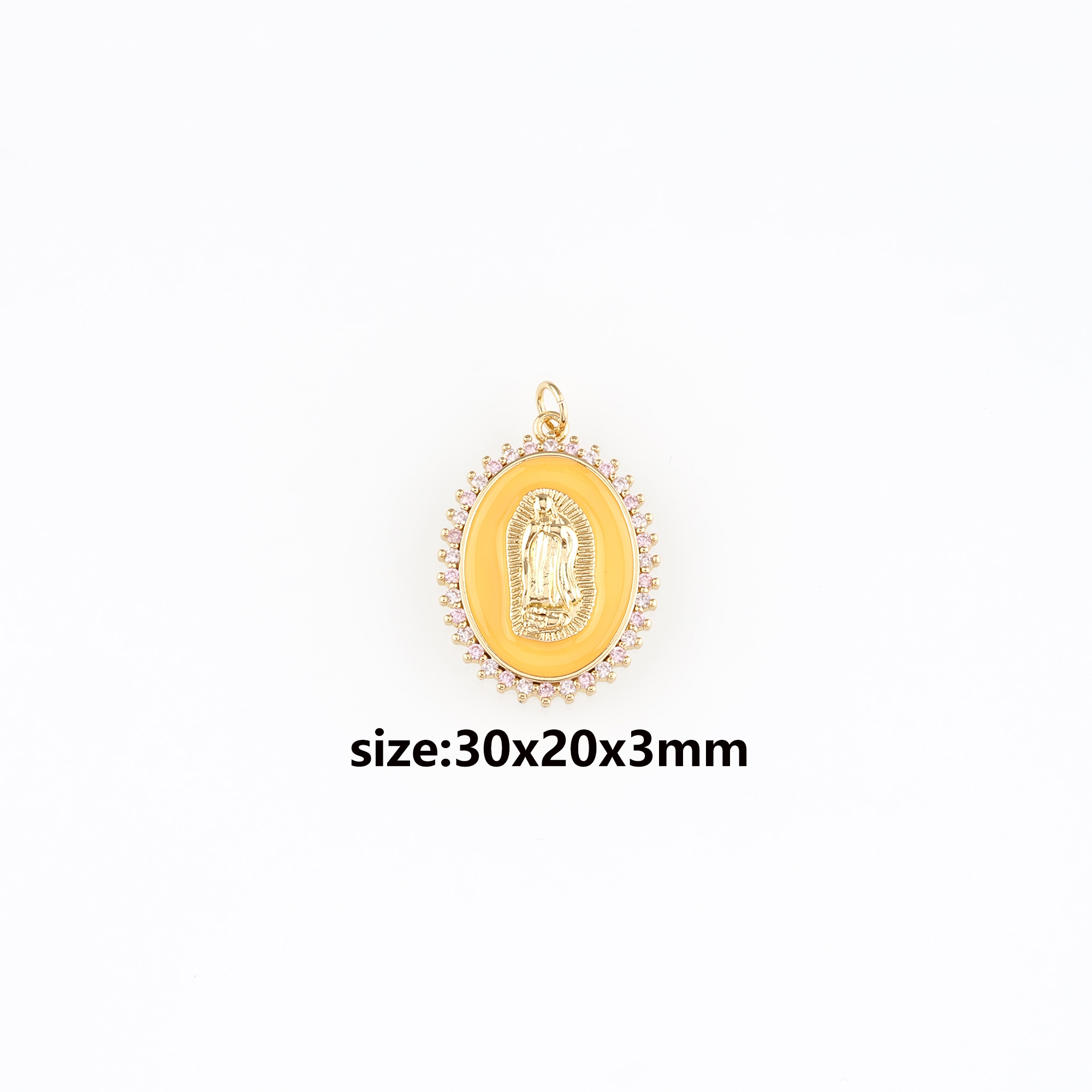 18K Gold Filled Virgin Mary Pendant,Enamel Religious Charm Earrings Necklace for DIY Jewelry Making Supply