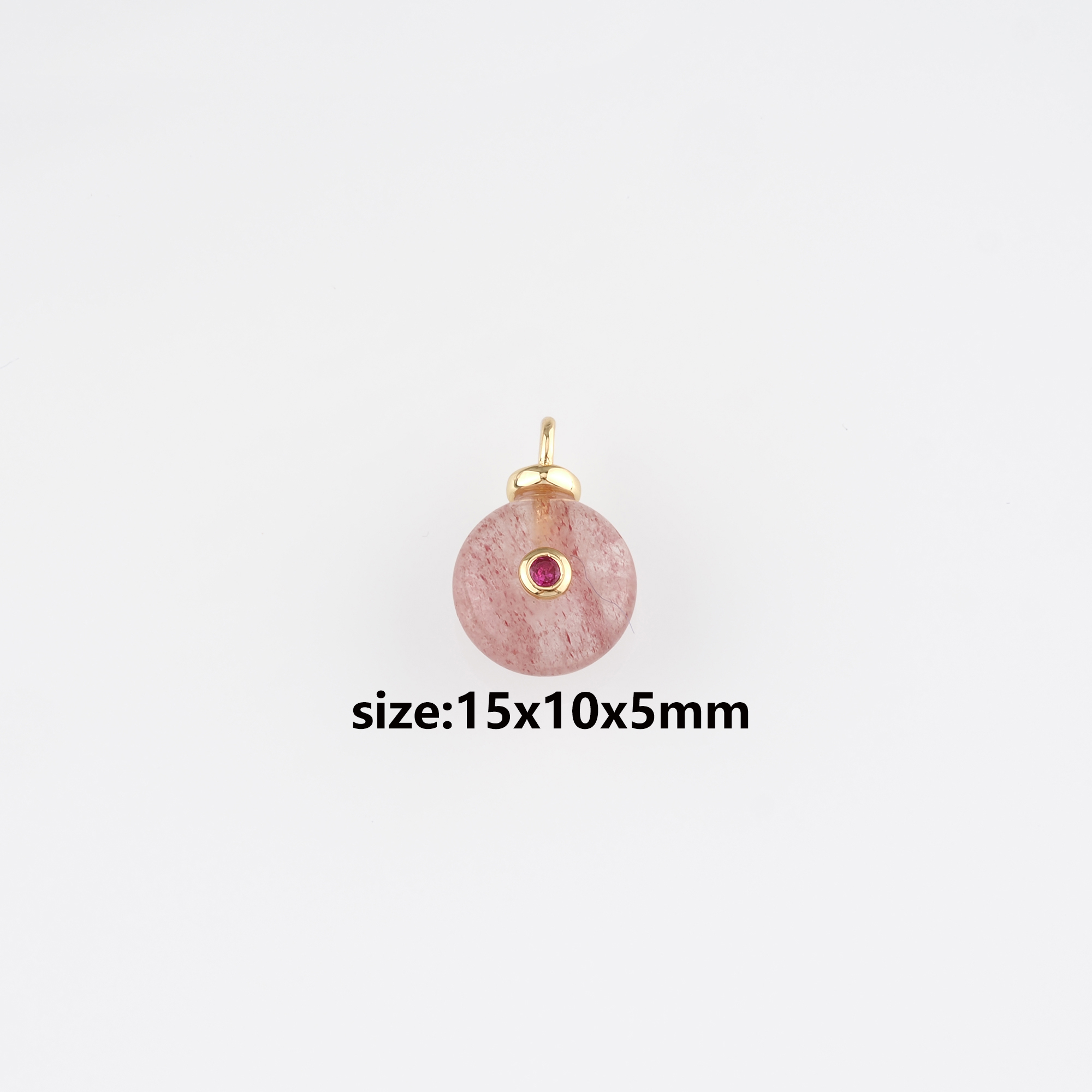 18K Gold Filled Round Pendant,Natural Stone Earrings Necklace for DIY Jewelry Making Supply