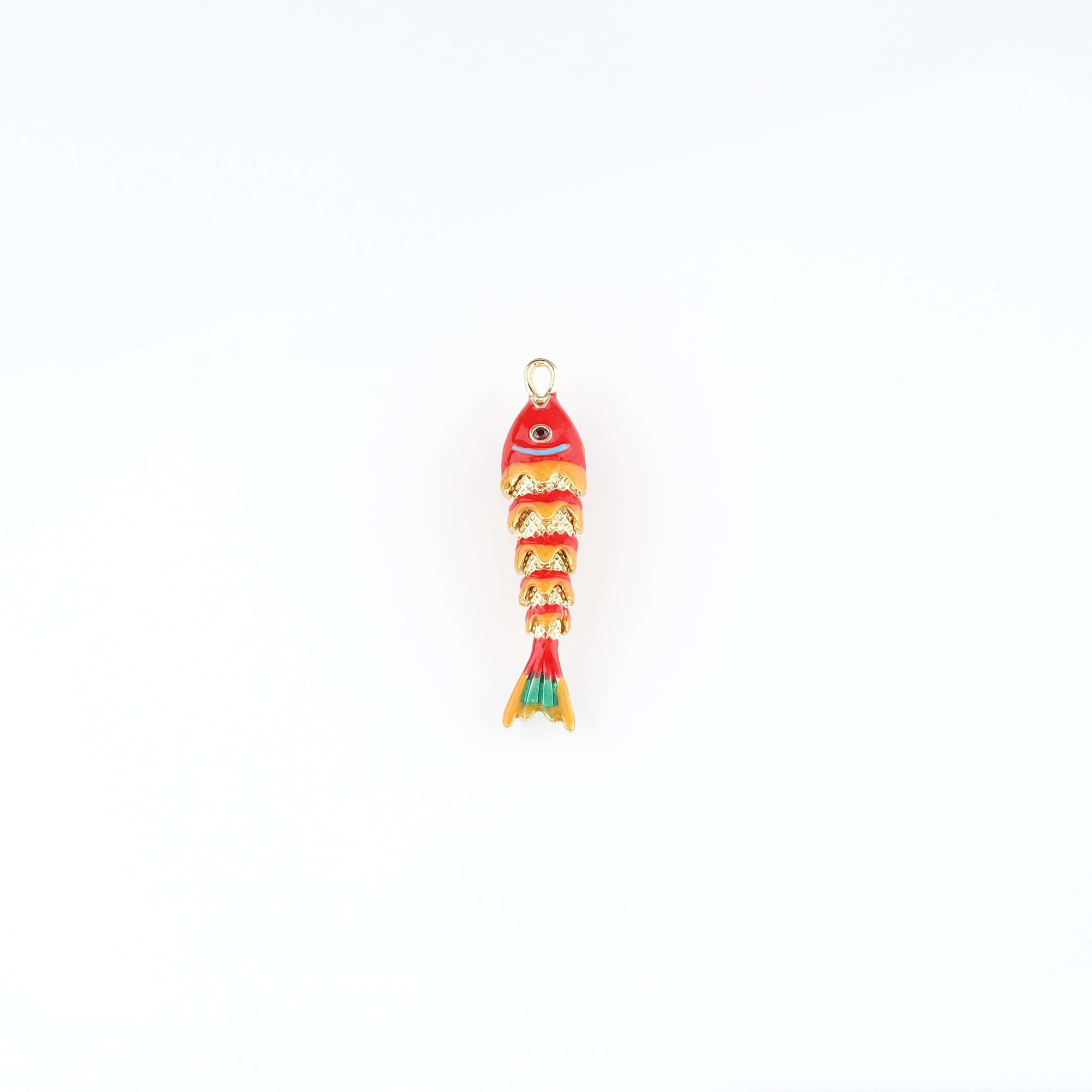 18K Gold Filled Fish Pendant,Enamel Ocean Fish Charm Earrings Necklace for DIY Jewelry Making Supply