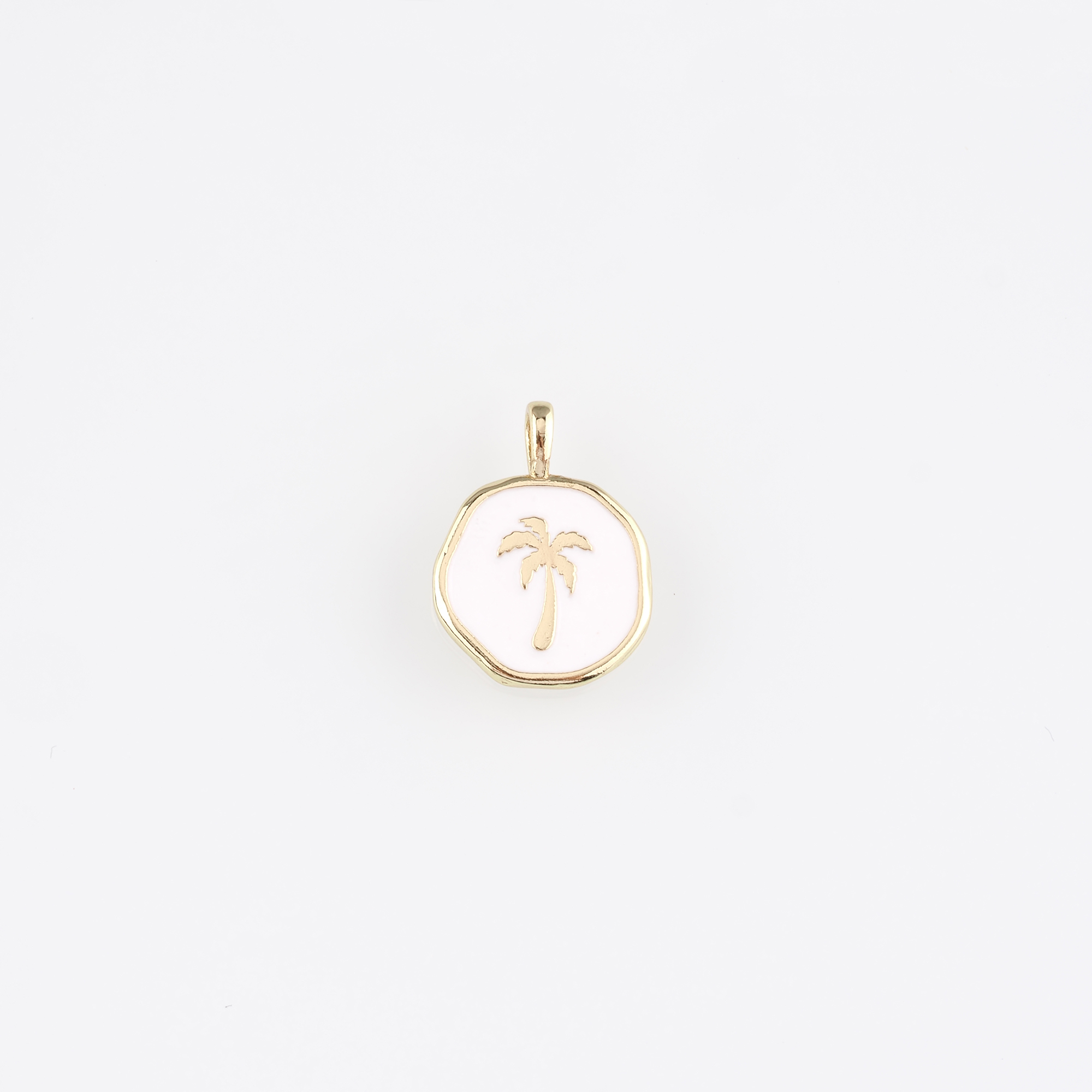 18K Gold Filled Coconut Tree Pendant,Enamel Palm Tree Charm Earrings Necklace for DIY Jewelry Making Supply