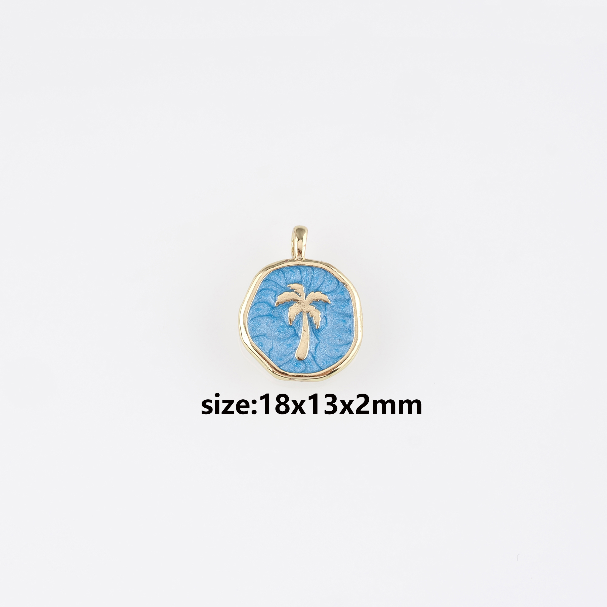 18K Gold Filled Coconut Tree Pendant,Enamel Palm Tree Charm Earrings Necklace for DIY Jewelry Making Supply