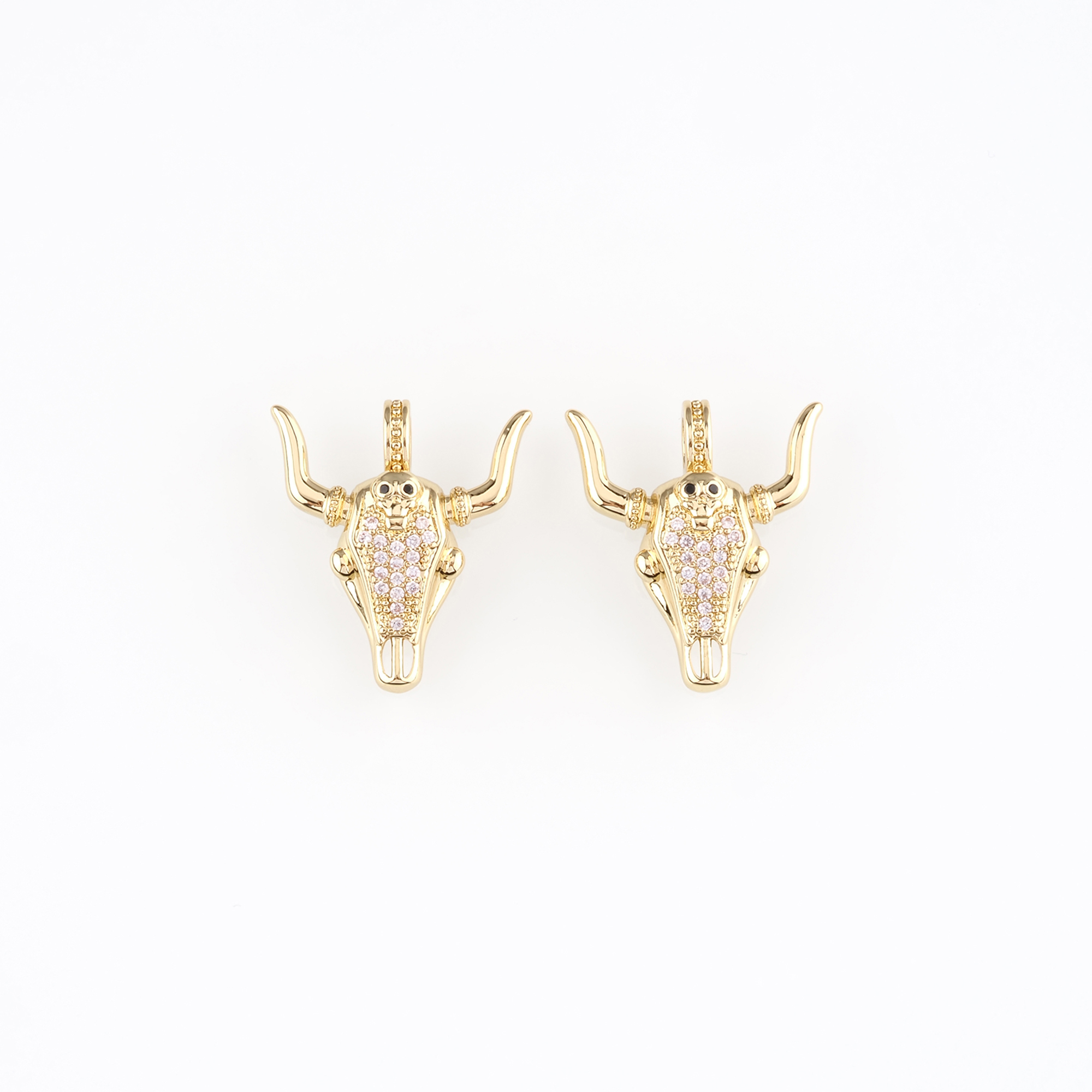 18K Gold Filled Bull Pendant,Animal Charm Earrings Necklace for DIY Jewelry Making Supply