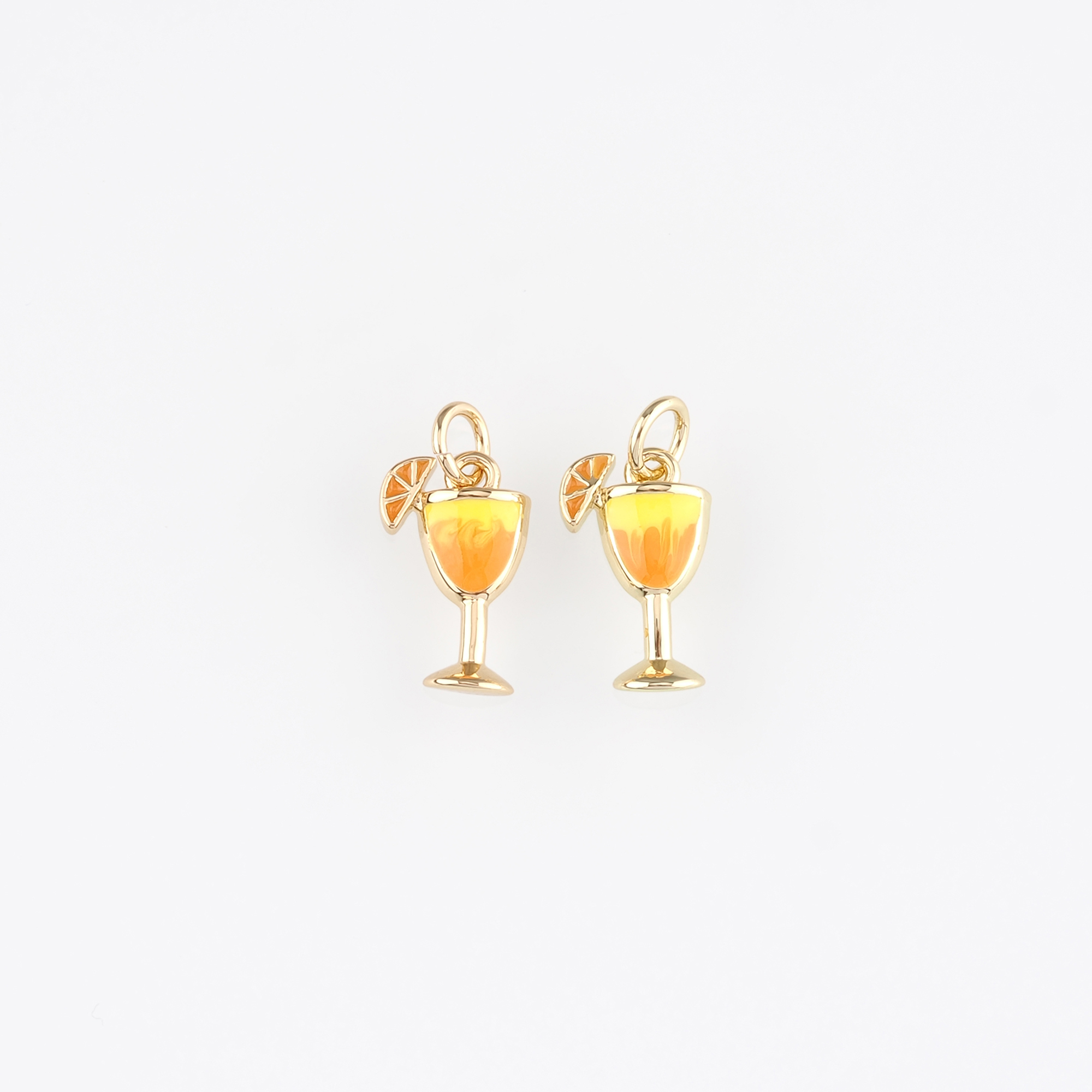 18K Gold Filled Wine Glass Pendant,Enamel Wine Glass Charm Earrings Necklace for DIY Jewelry Making Supply