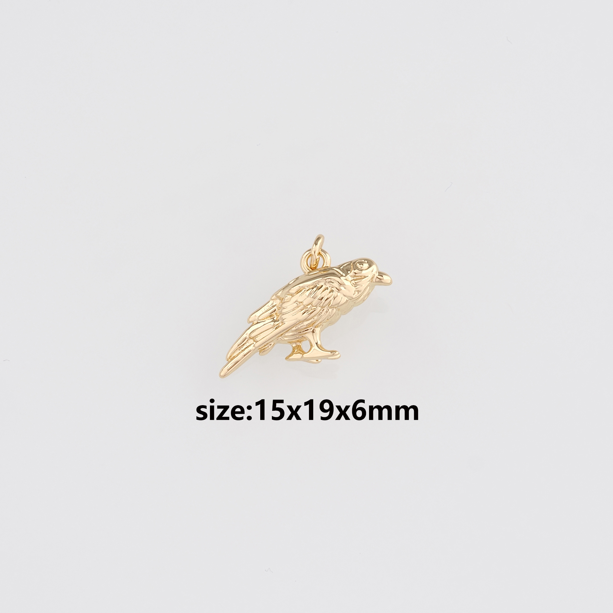 18K Gold Filled Crow Pendant,Bird Charm Earrings Necklace for DIY Jewelry Making Supply