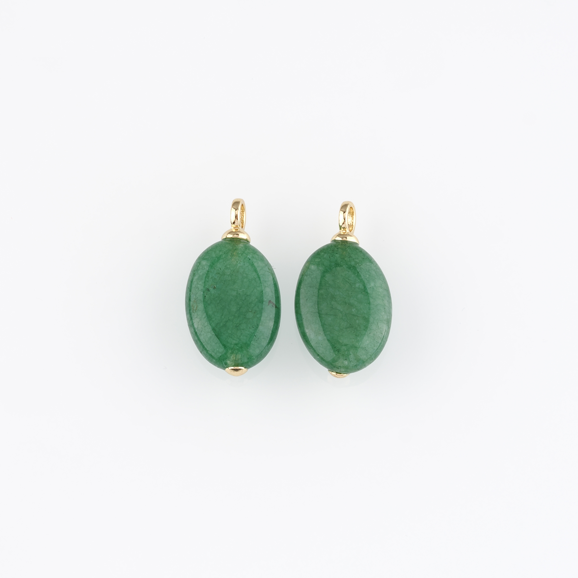 18K Gold Filled Oval Pendant,Natural Stone Oval Charm Earrings Necklace for DIY Jewelry Making Supply