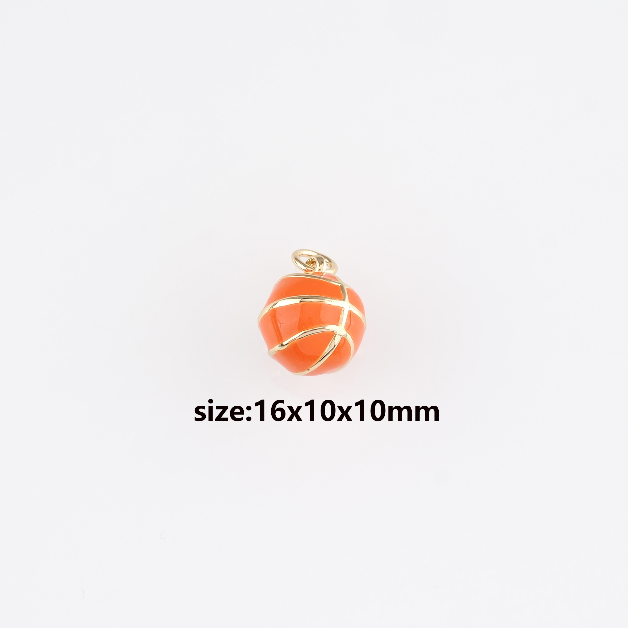 18K Gold Filled Basketball Pendant,Enamel Basketball Charm Earrings Necklace for DIY Jewelry Making Supply