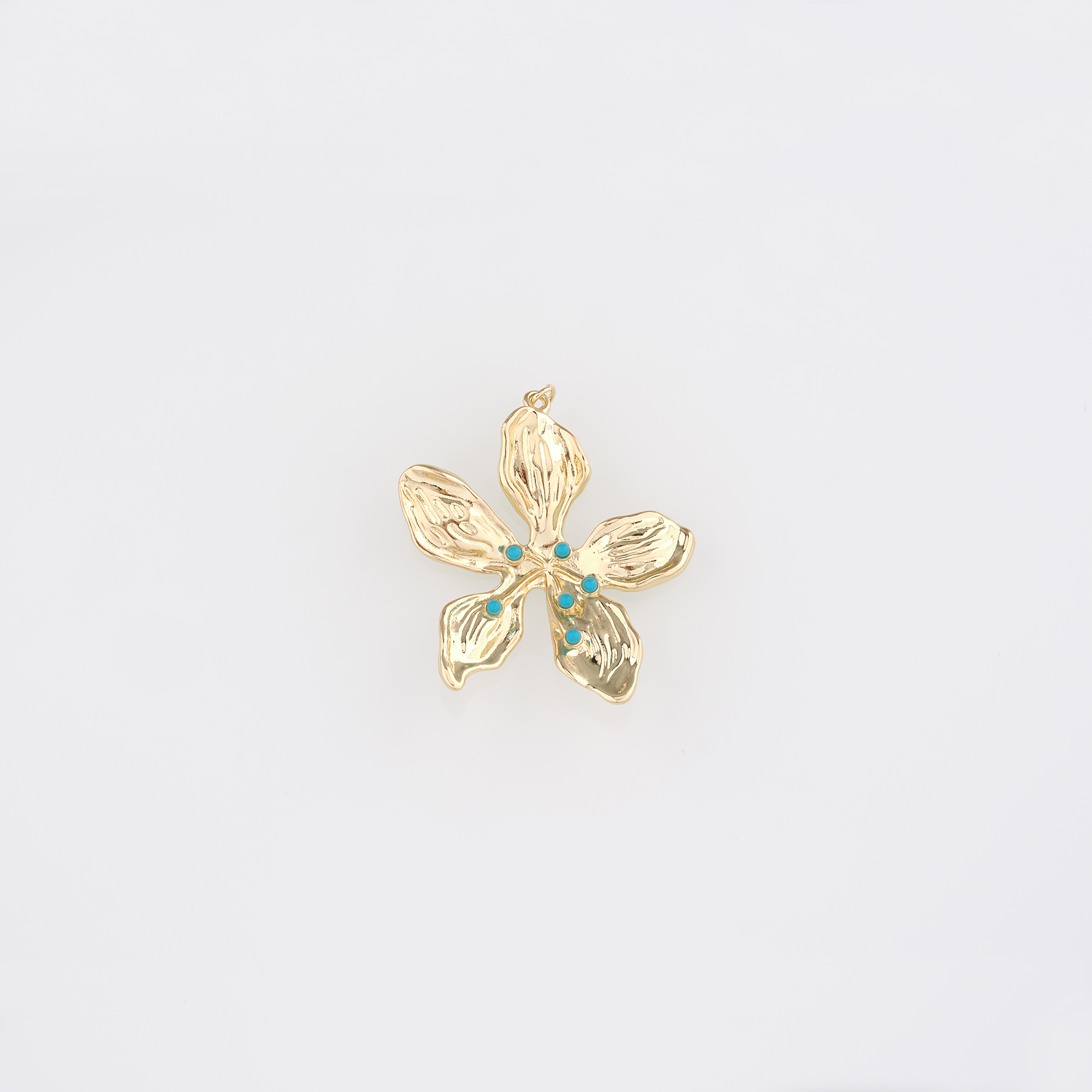 18K Gold Filled Flower Pendant,Dainty Flower Charm Earrings Necklace for DIY Jewelry Making Supply