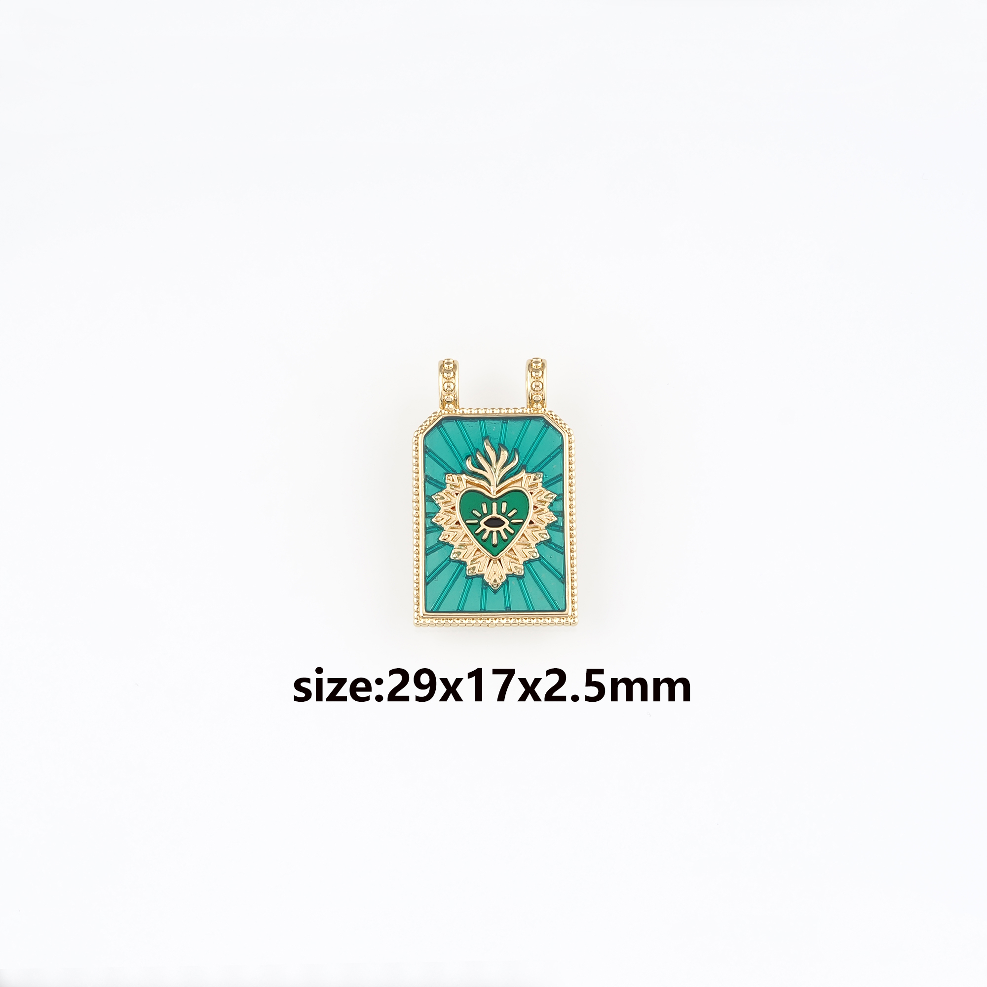 Gold Religious Charm,18K Gold Filled Sacred Heart Pendant,Enamel Sacred Heart Earrings Necklace for DIY Jewelry Making Supply