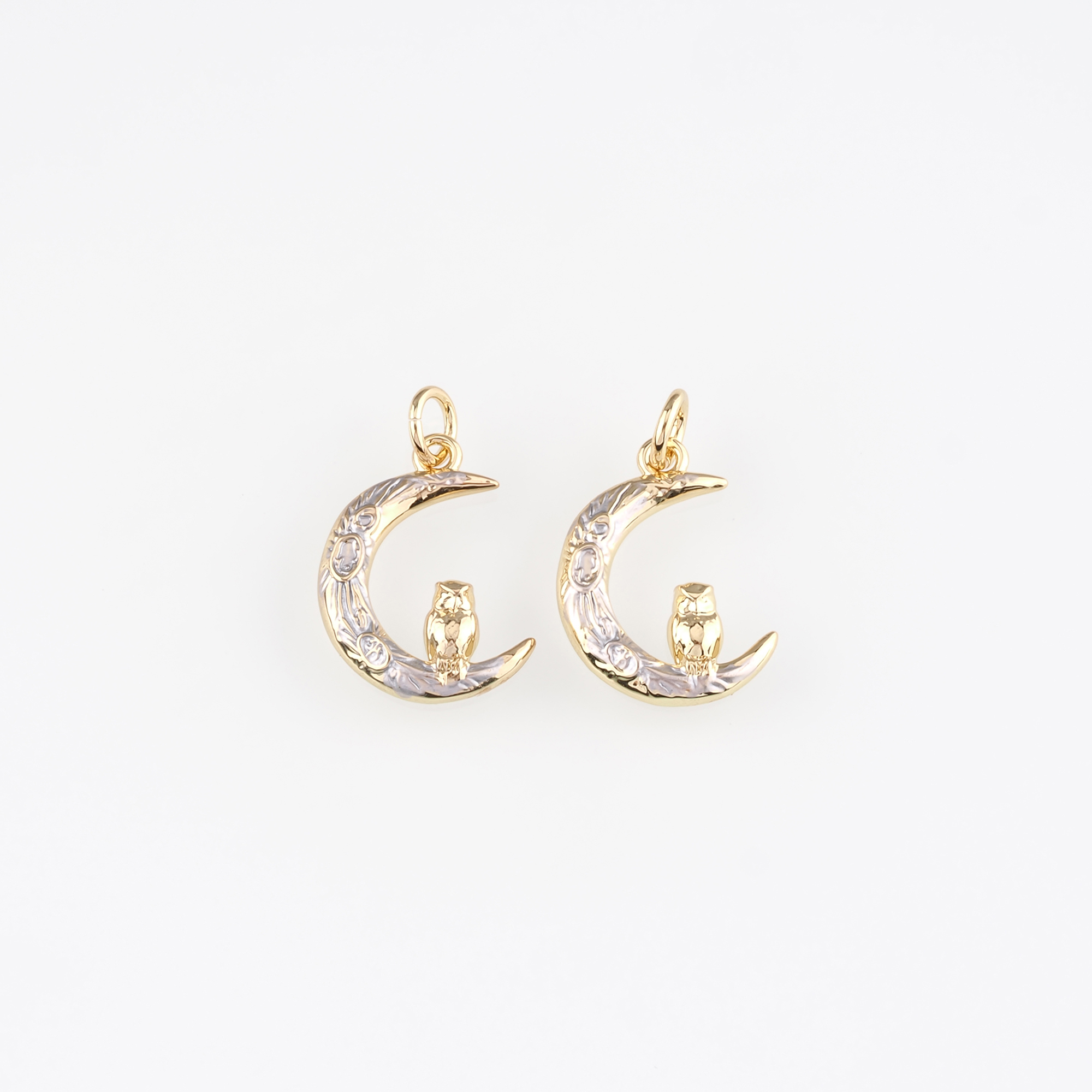 18K Gold Filled Moon Pendant,Enamel Celestial Charm Earrings Necklace for DIY Jewelry Making Supply