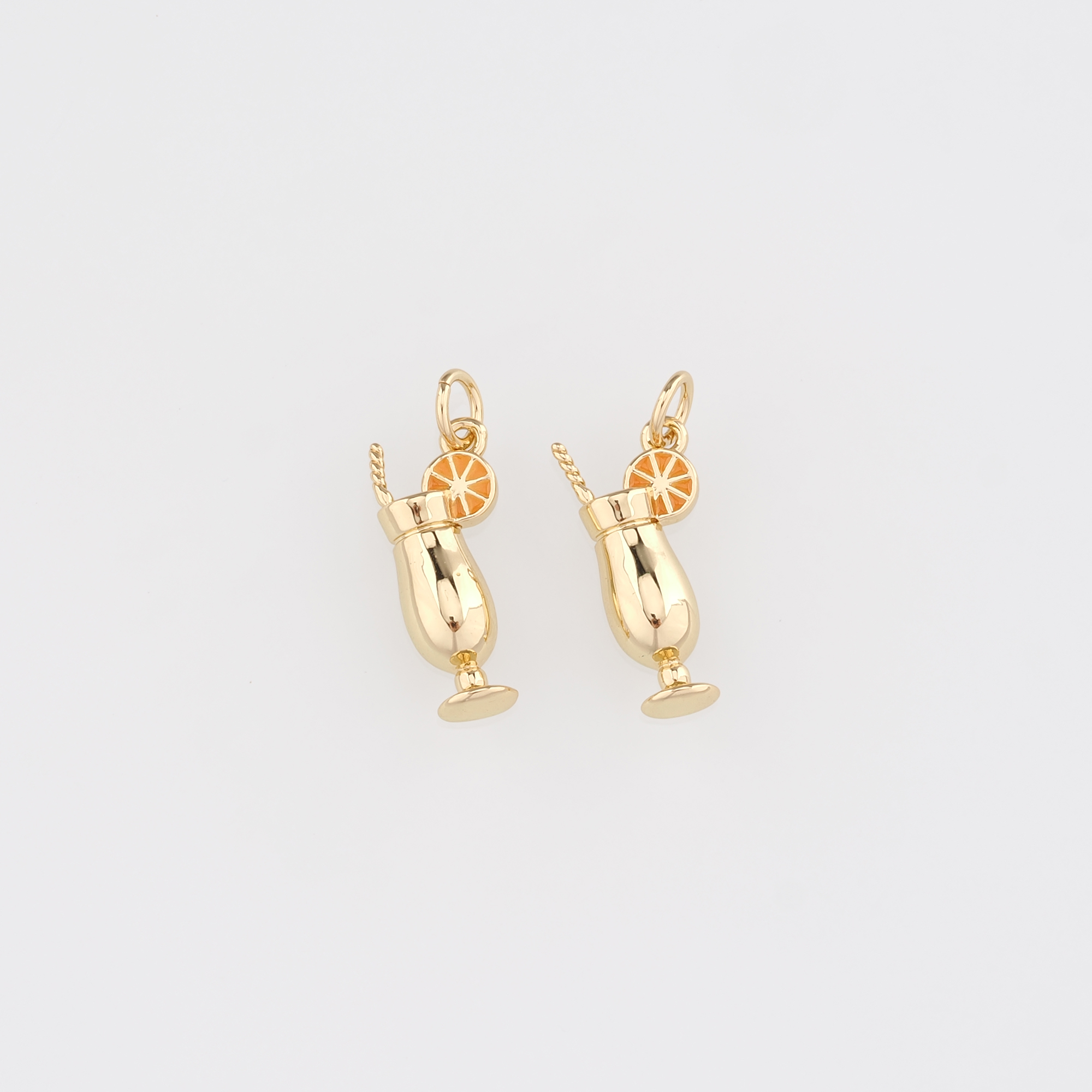 18K Gold Filled Wine Glass Pendant,Enamel Wine Glass Charm Earrings Necklace for DIY Jewelry Making Supply