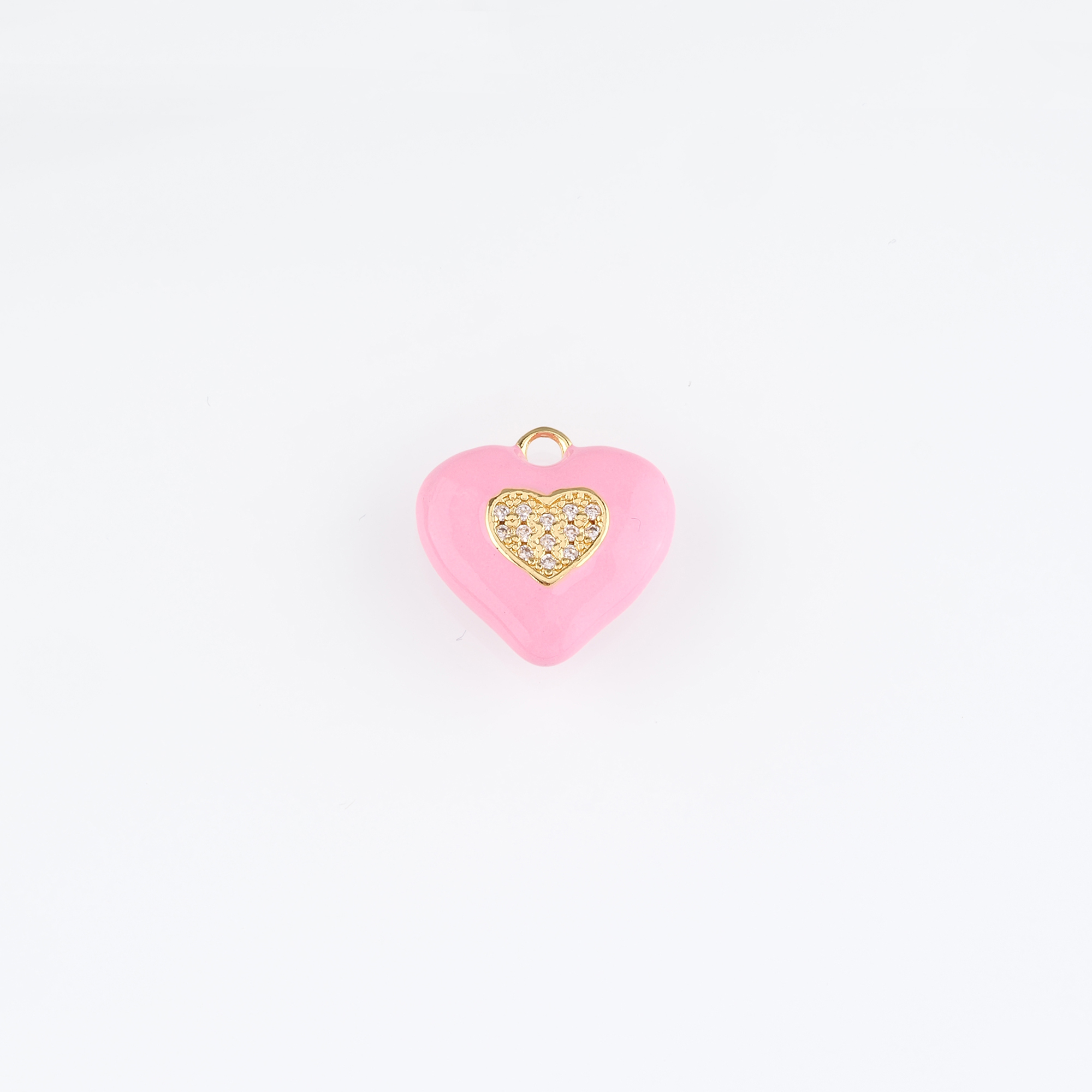 18K Gold Filled Heart Pendant,Enamel Heart Charm Earrings Necklace for DIY Jewelry Making Supply