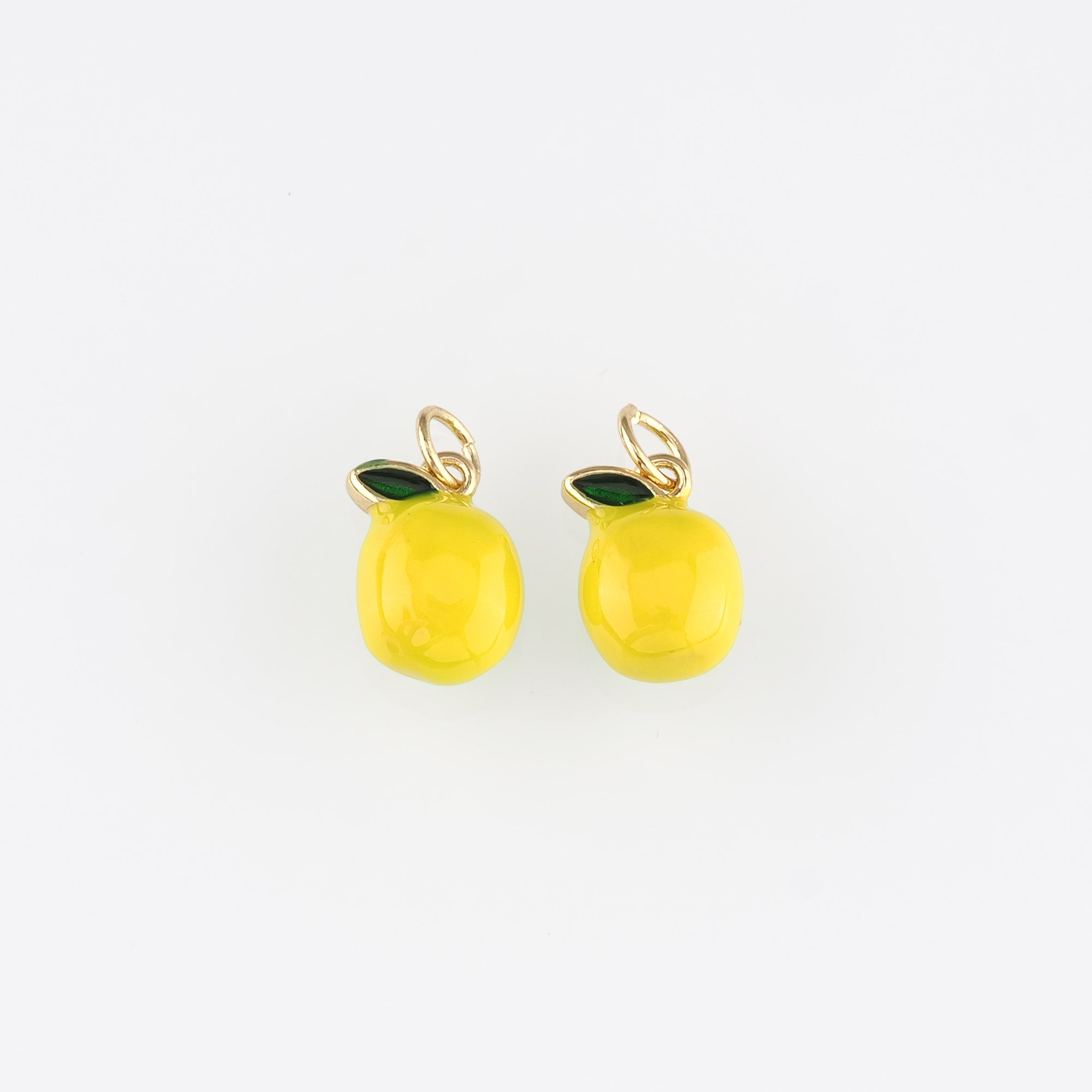 18K Gold Filled Lemon Pendant,Fruit Charm,Enamel Lemon Earrings Necklace for DIY Jewelry Making Supply