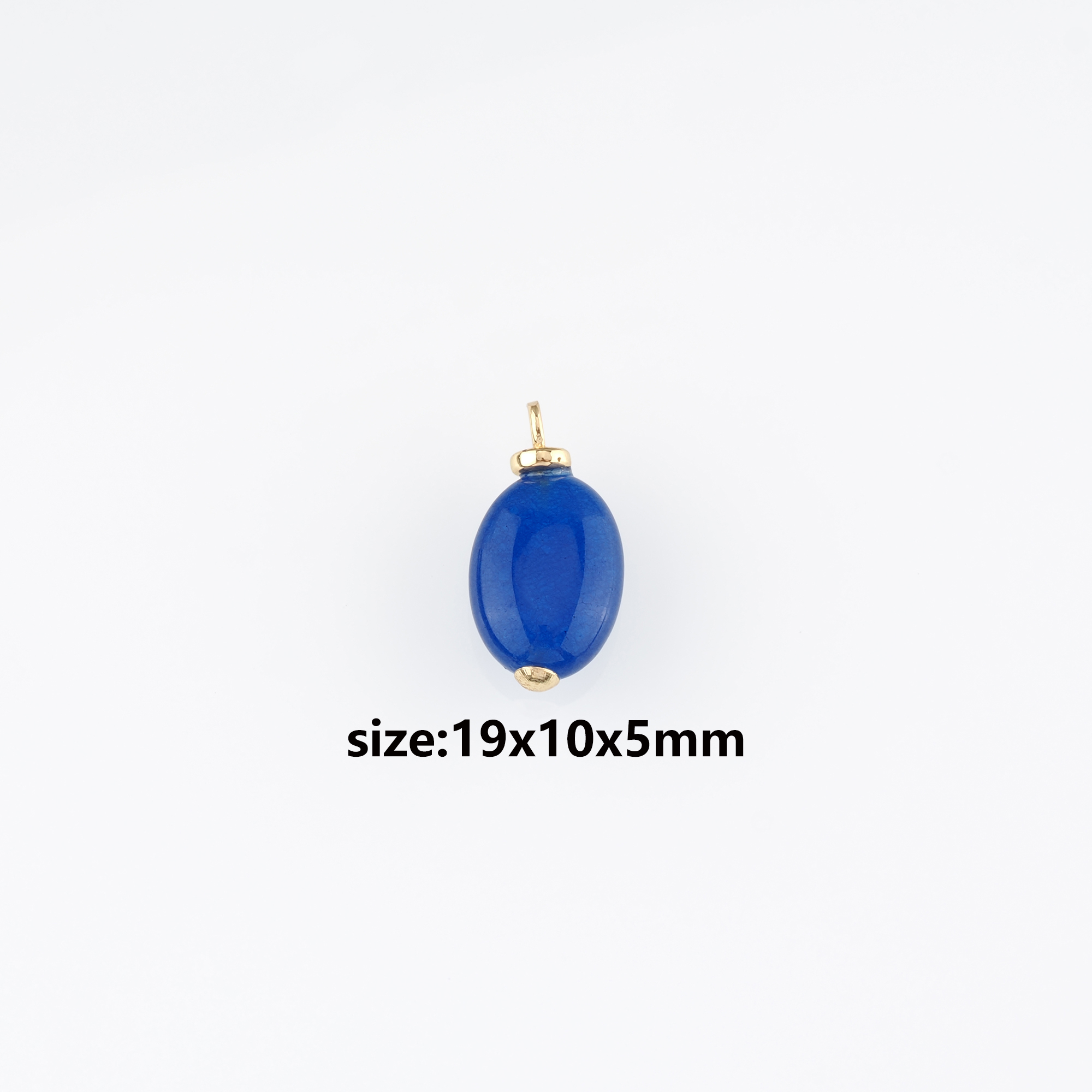 18K Gold Filled Oval Pendant,Natural Stone Oval Charm Earrings Necklace for DIY Jewelry Making Supply