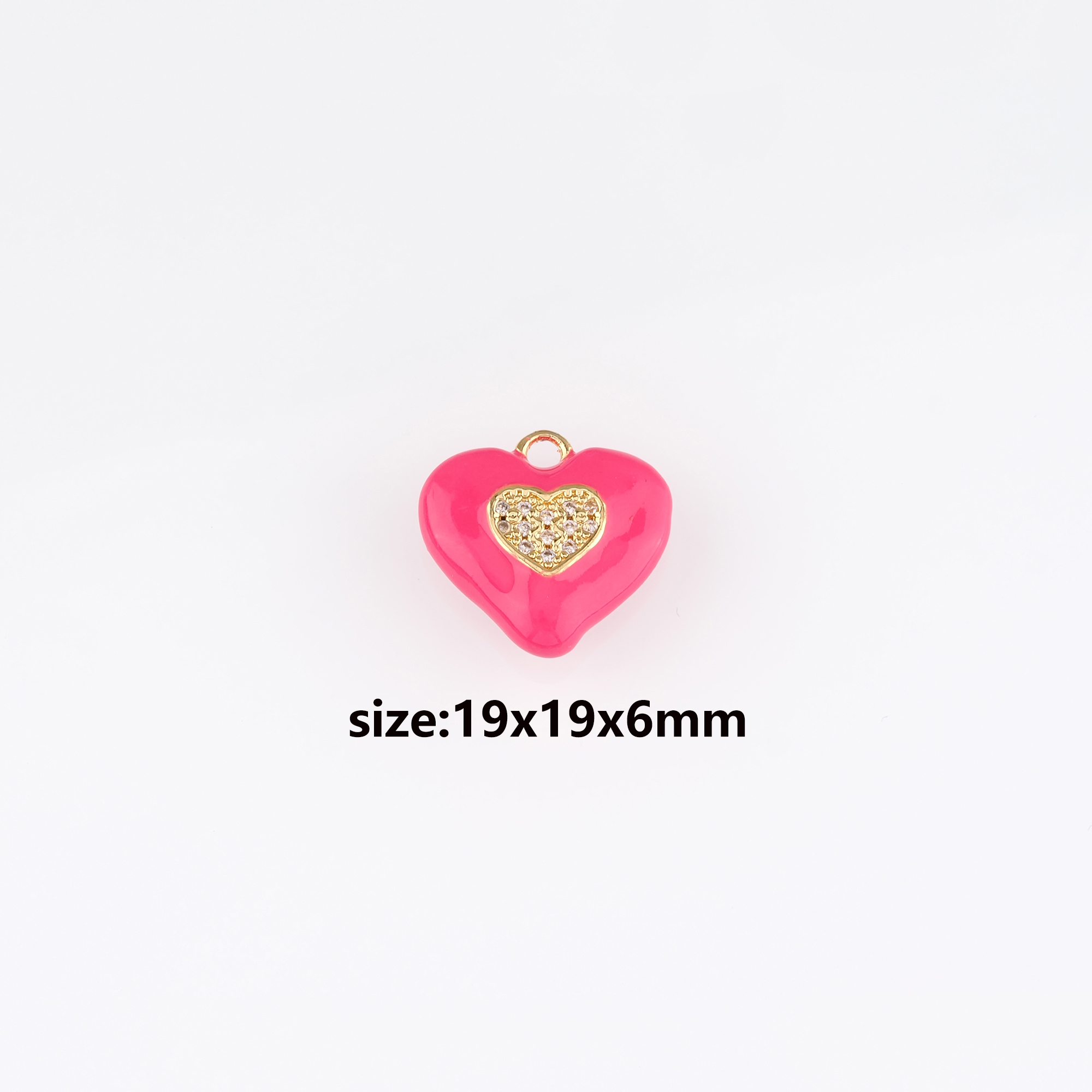 18K Gold Filled Heart Pendant,Enamel Heart Charm Earrings Necklace for DIY Jewelry Making Supply