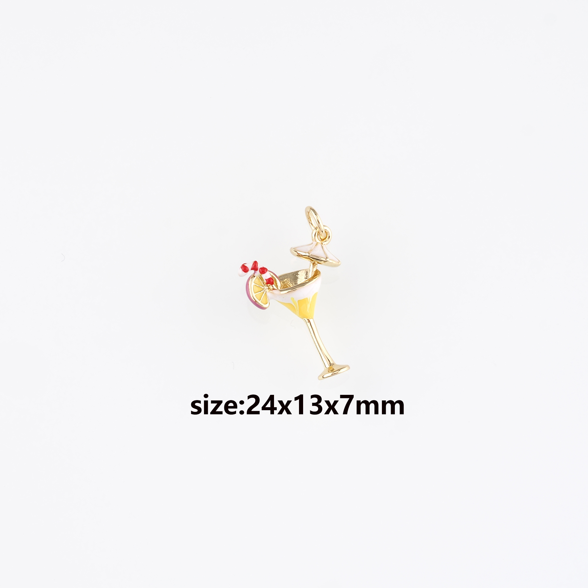 18K Gold Filled Wine Glass Pendant,Enamel Wine Glass Charm Earrings Necklace for DIY Jewelry Making Supply