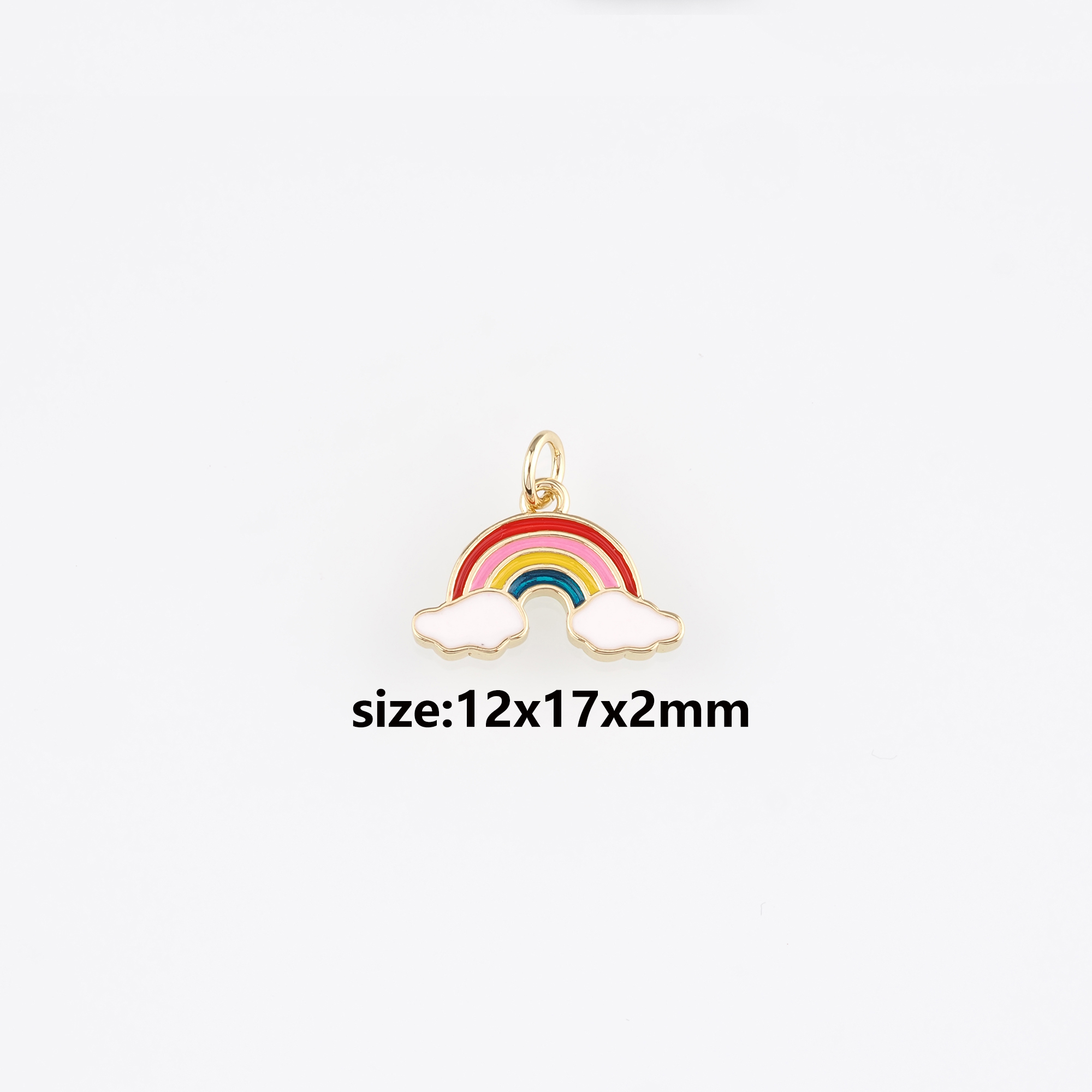18K Gold Filled Rainbow Pendant,Enamel Rainbow Charm Earrings Necklace for DIY Jewelry Making Supply