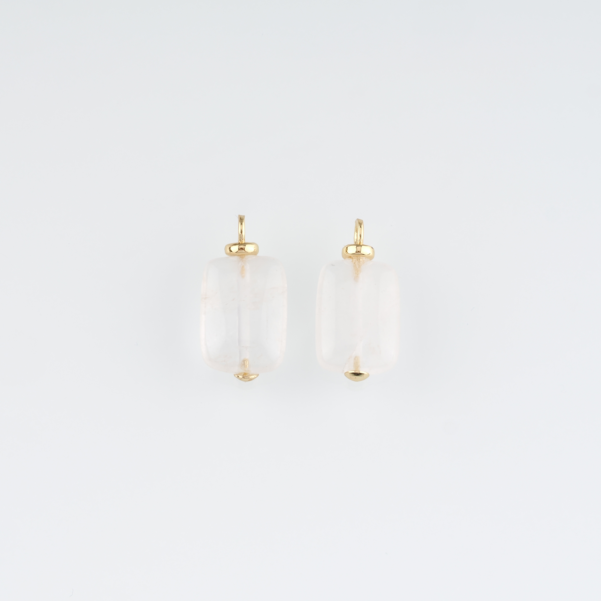 18K Gold Filled Rectangle Pendant,Natural Stone Charm Earrings Necklace for DIY Jewelry Making Supply