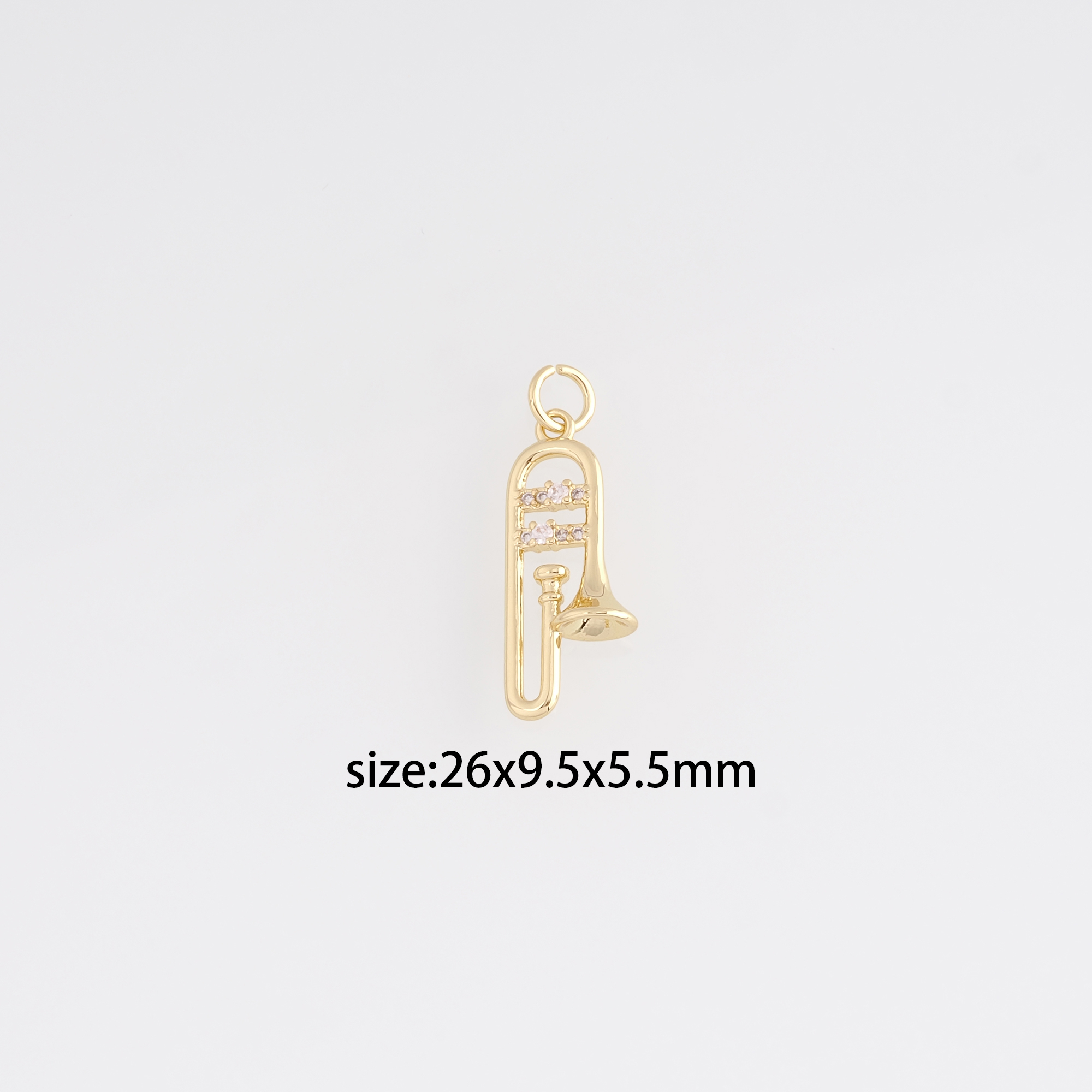 18K Gold Filled Trombone Pendant,Musical Instrument Charm Earrings Necklace for DIY Jewelry Making Supply