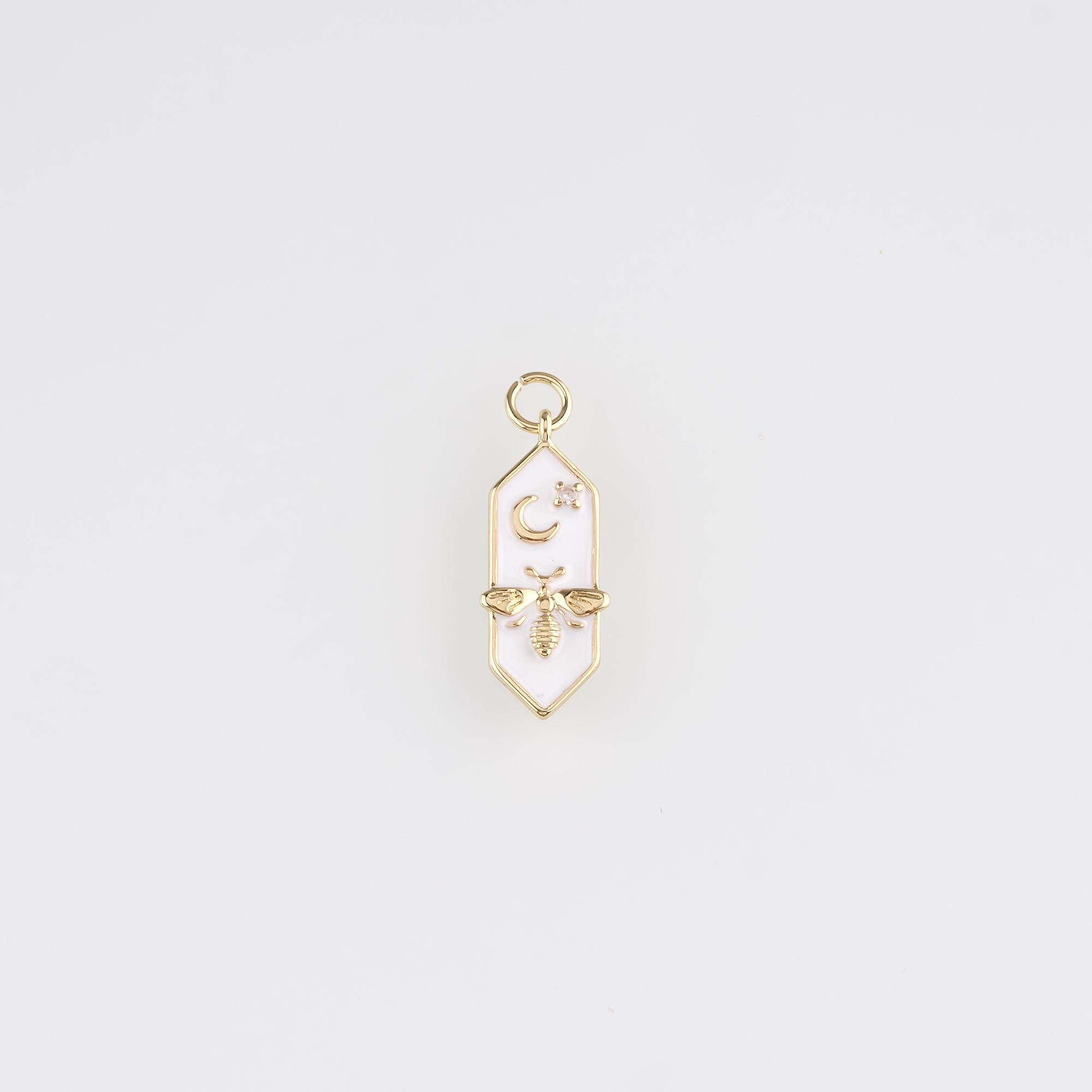 18K Gold Filled Bee Pendant,Enamel Bee Charm Earrings Necklace for DIY Jewelry Making Supply