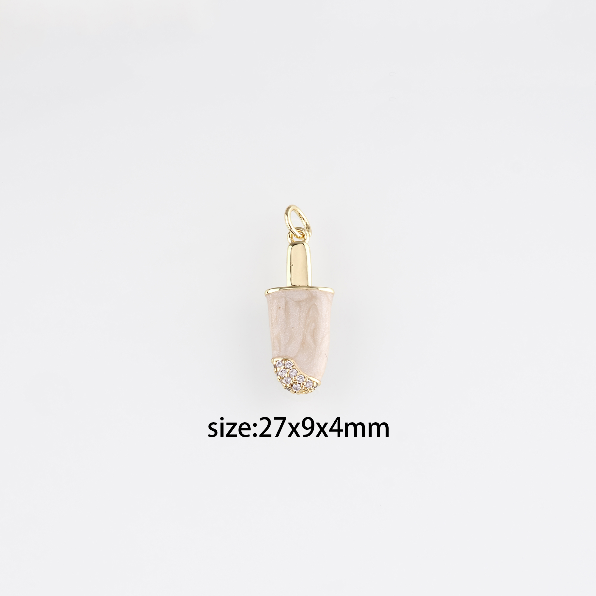 18K Gold Filled Ice Cream Pendant,Enamel Ice Cream Charm Earrings Necklace for DIY Jewelry Making Supply