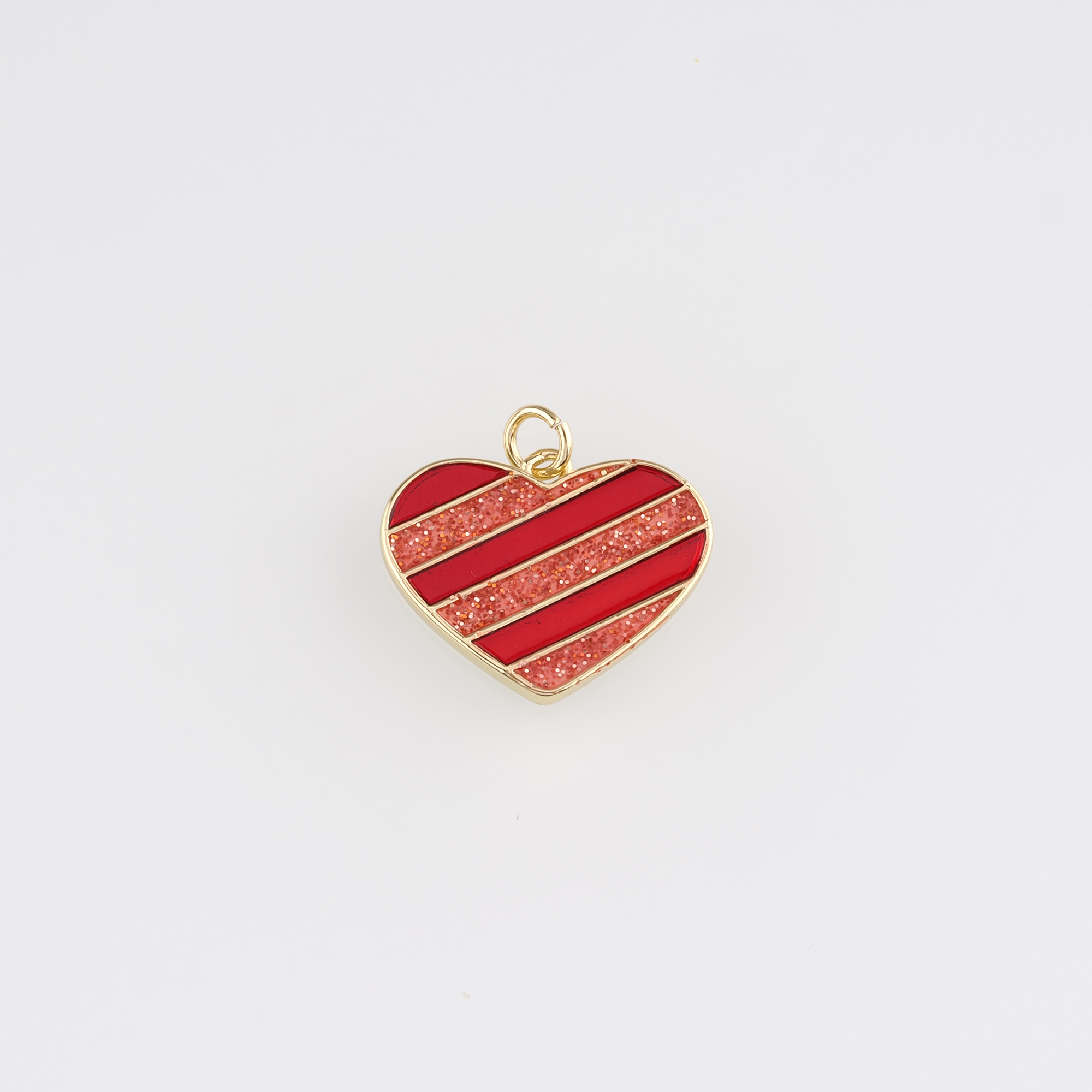 18K Gold Filled Heart Pendant,Enamel Heart Charm Earrings Necklace for DIY Jewelry Making Supply