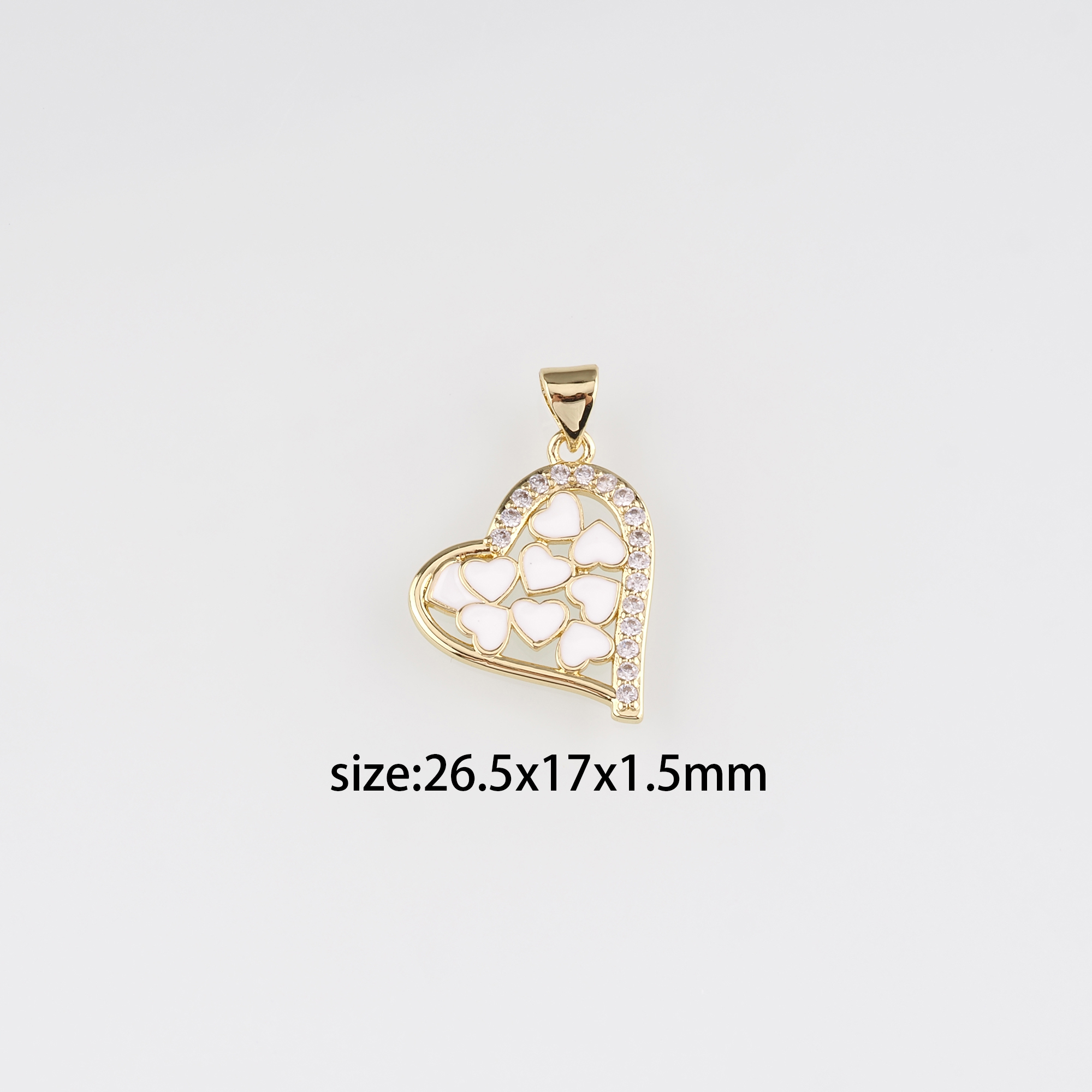 18K Gold Filled Heart Pendant,Enamel Heart Charm Earrings Necklace for DIY Jewelry Making Supply