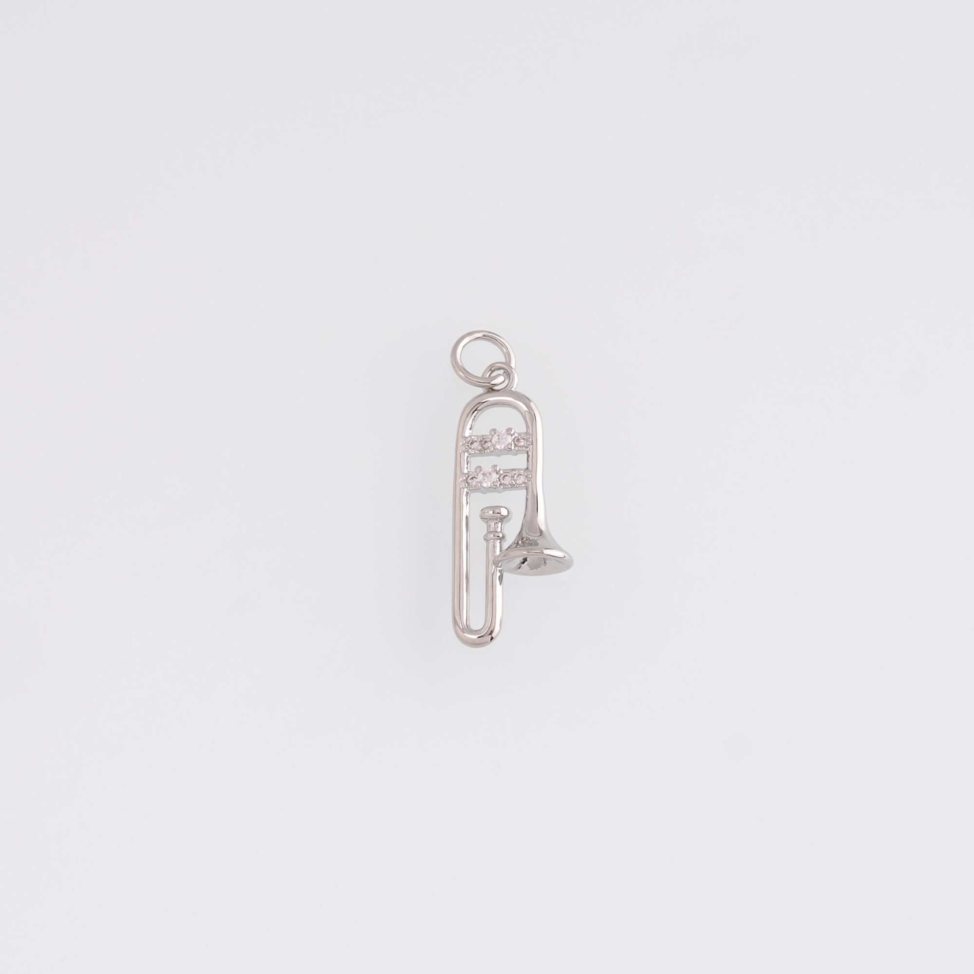 18K Gold Filled Trombone Pendant,Musical Instrument Charm Earrings Necklace for DIY Jewelry Making Supply