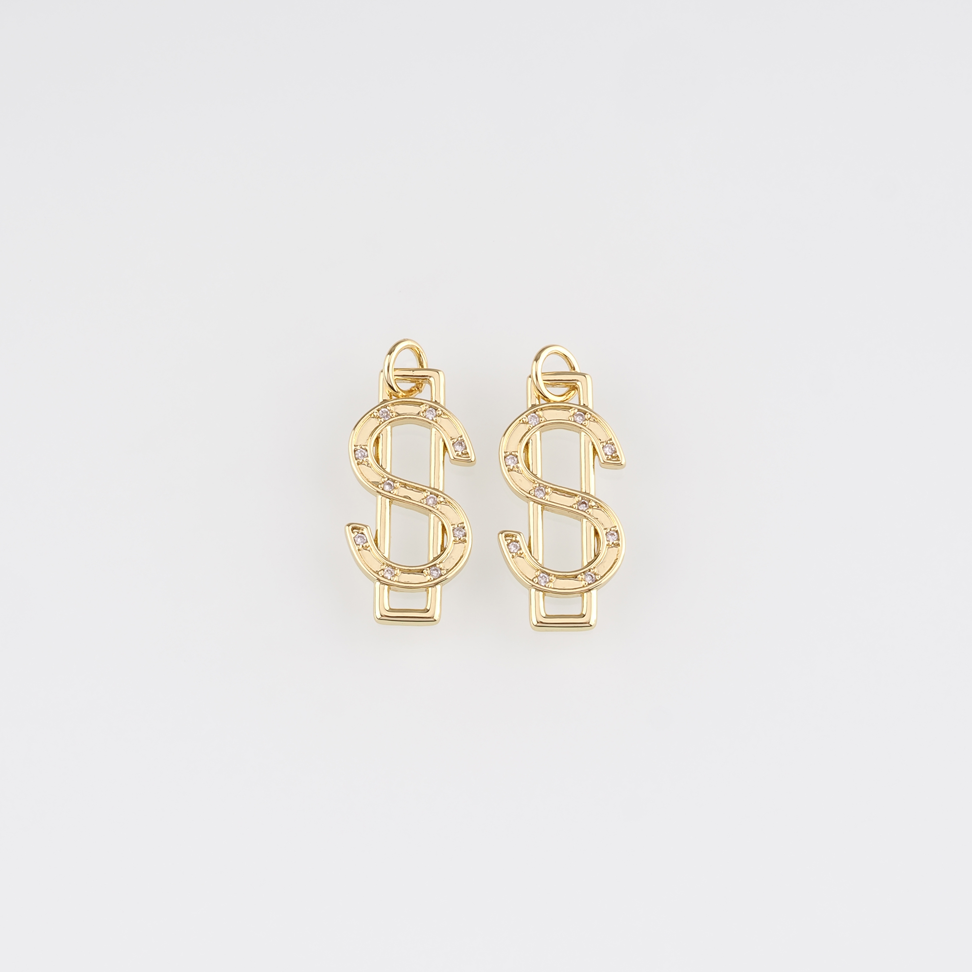 18K Gold Filled Money Pendant,Dollar Sign Charm Earrings Necklace for DIY Jewelry Making Supply