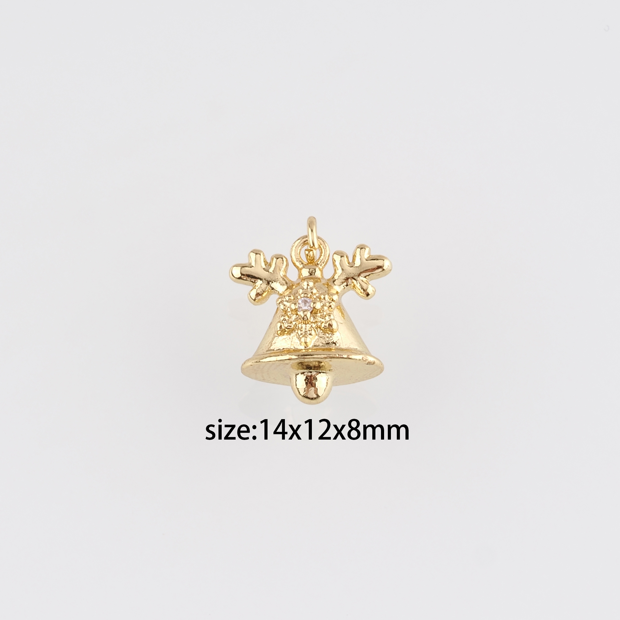 18K Gold Filled Christmas Bells Pendant,Christmas Charm Earrings Necklace for DIY Jewelry Making Supply