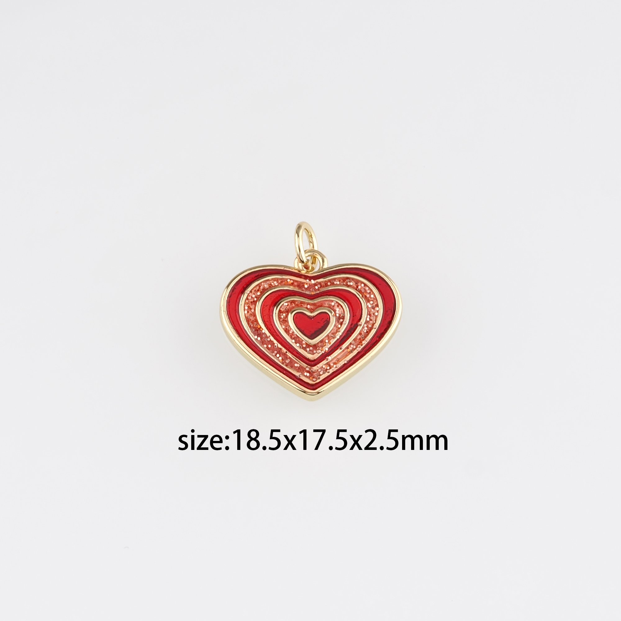 18K Gold Filled Heart Pendant,Enamel Heart Charm Earrings Necklace for DIY Jewelry Making Supply