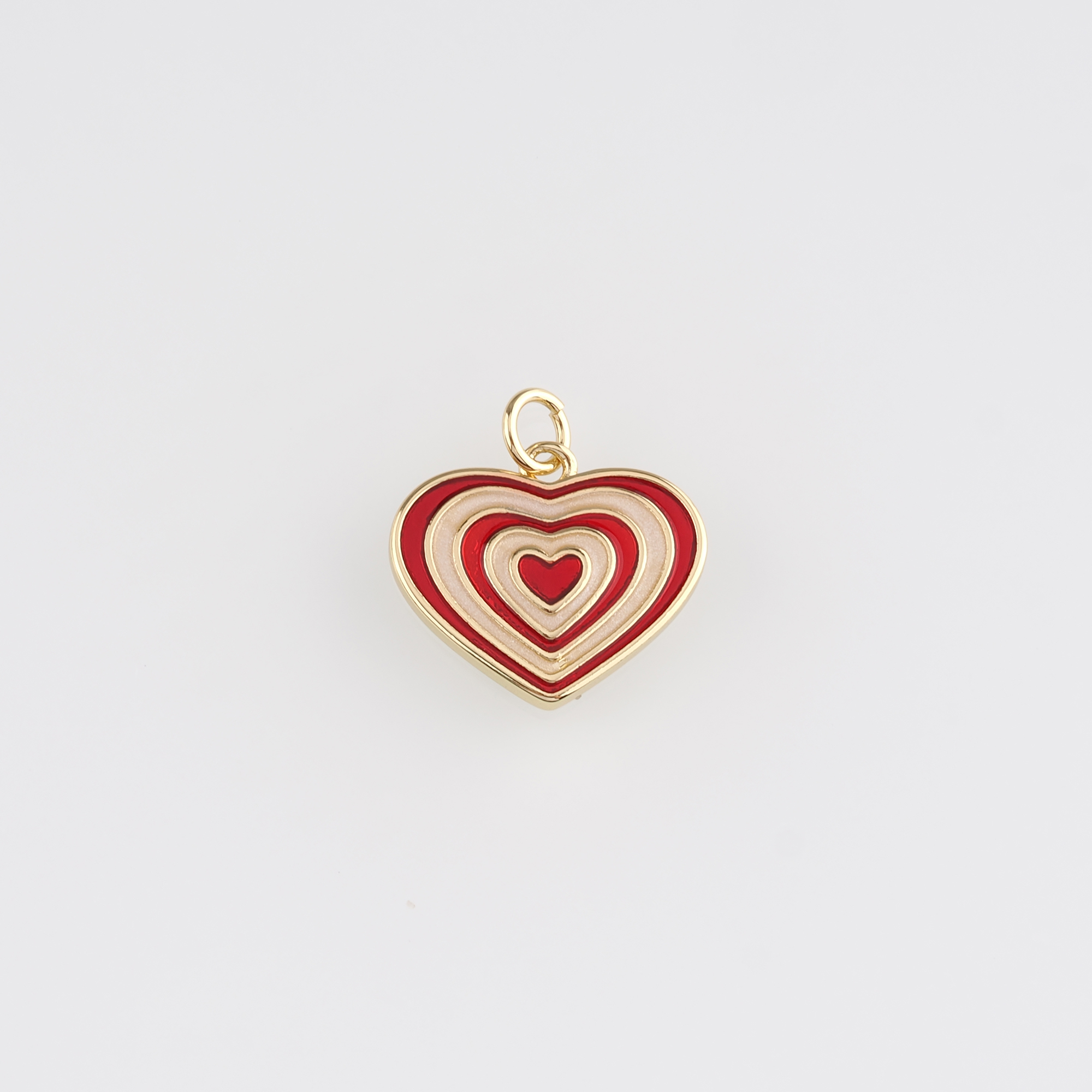 18K Gold Filled Heart Pendant,Enamel Heart Charm Earrings Necklace for DIY Jewelry Making Supply