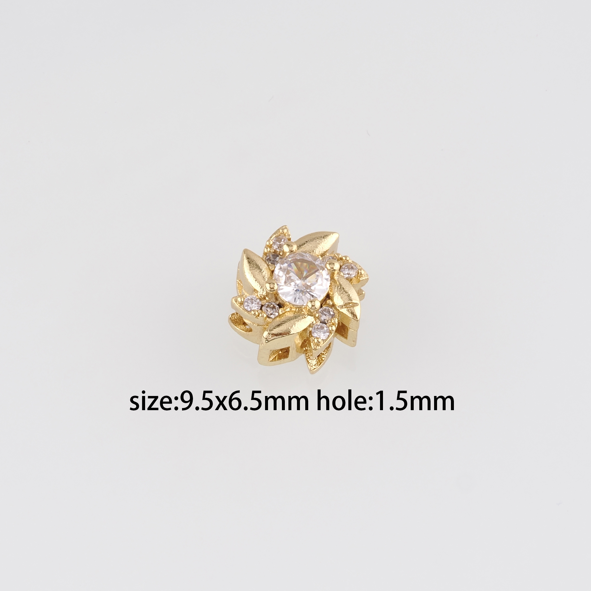 18K Gold Filled Flower Spacer Beads,CZ Micro Pave Flower Bead for Bracelet Jewelry Necklace Making Supply