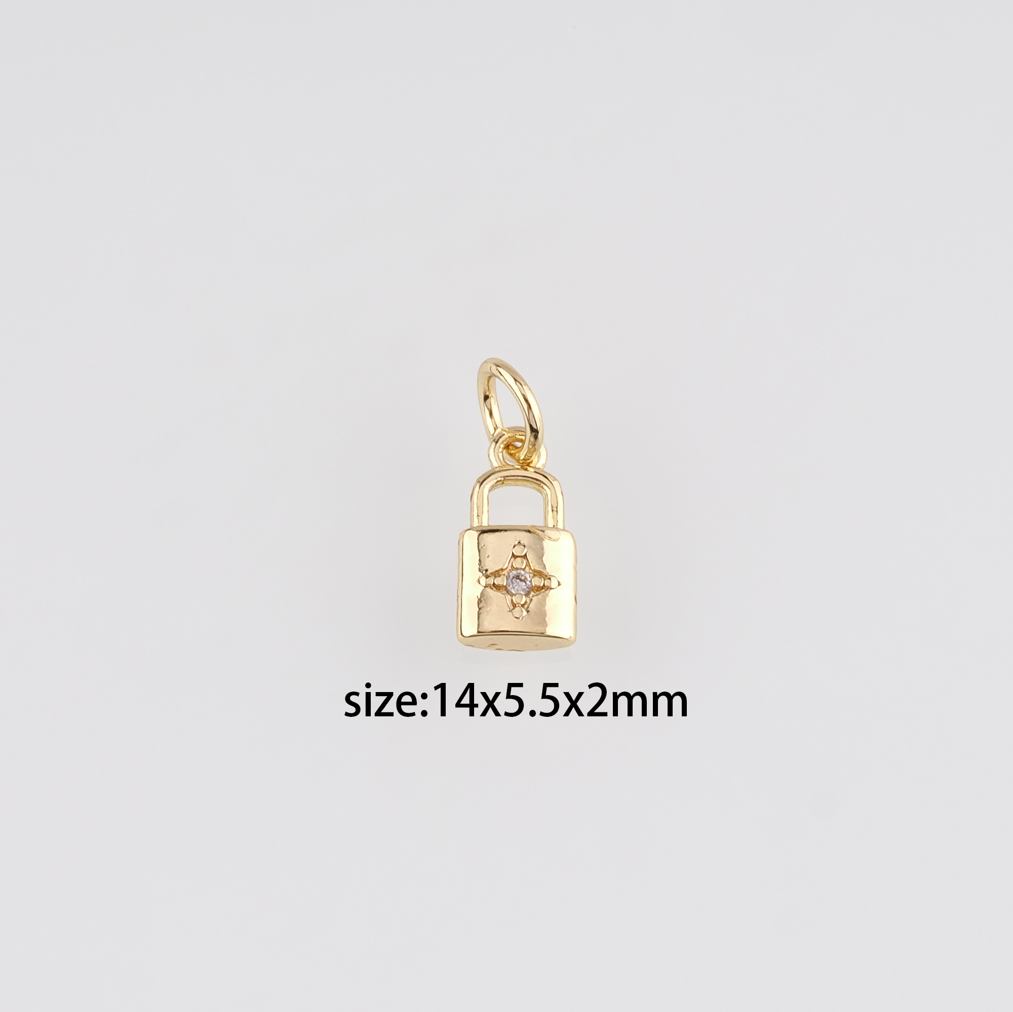 18K Gold Filled Lock Pendant,CZ Micro Pave Lock Charm Earrings Necklace for DIY Jewelry Making Supply