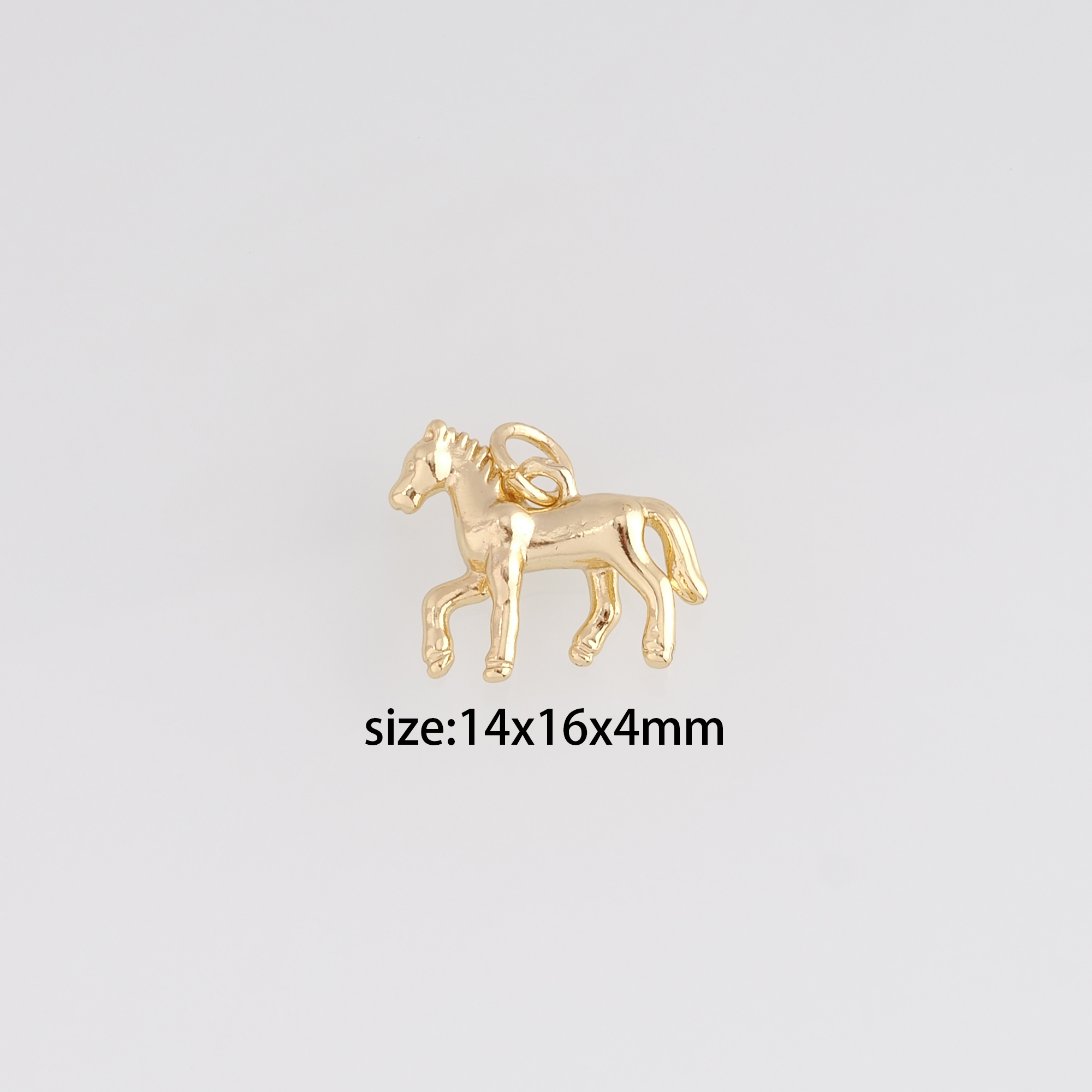 18K Gold Filled Horse Pendant,Dainty Horse Charm Earrings Necklace for DIY Jewelry Making Supply