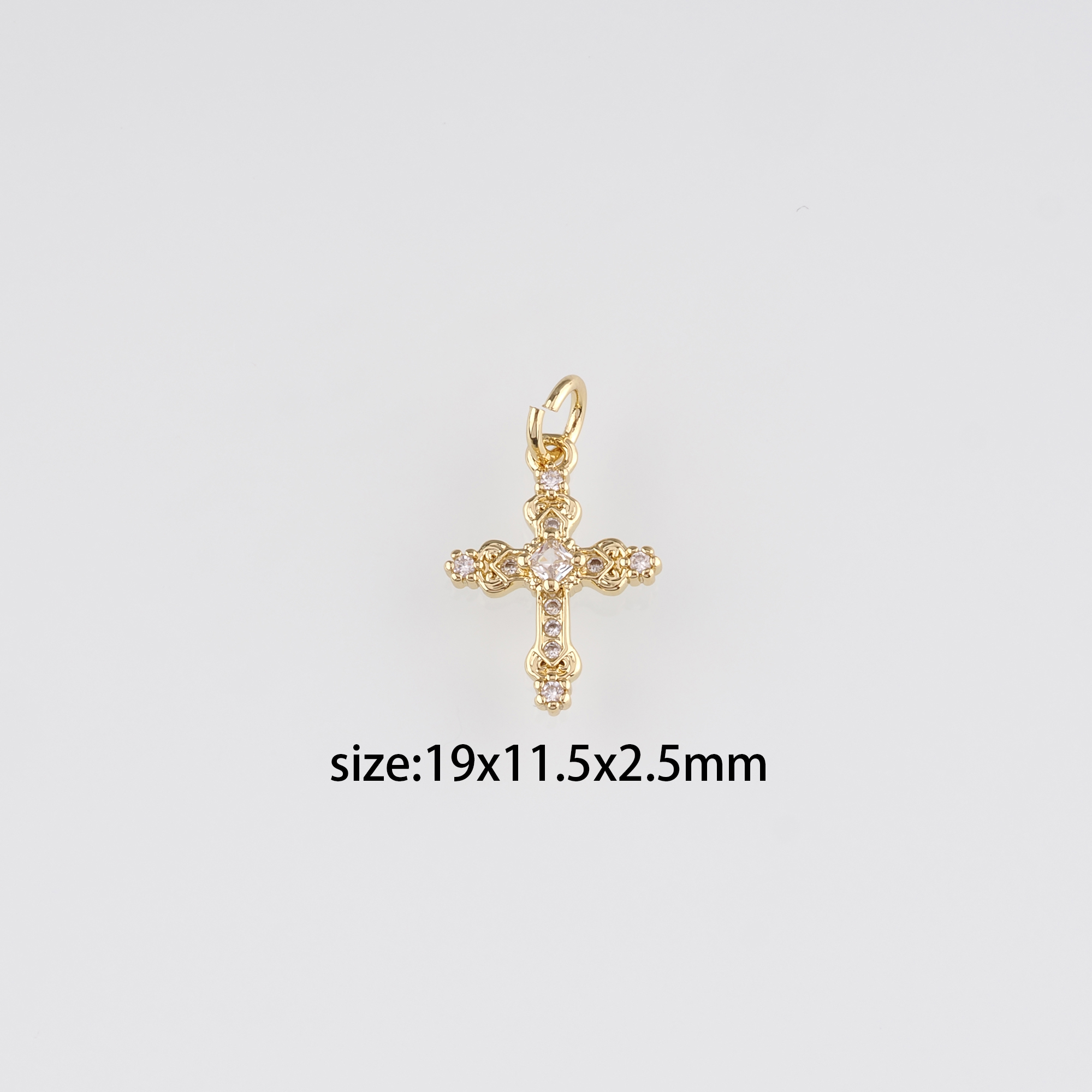 18K Gold Filled Cross Pendant,CZ Religious Charm Earrings Necklace for DIY Jewelry Making Supply