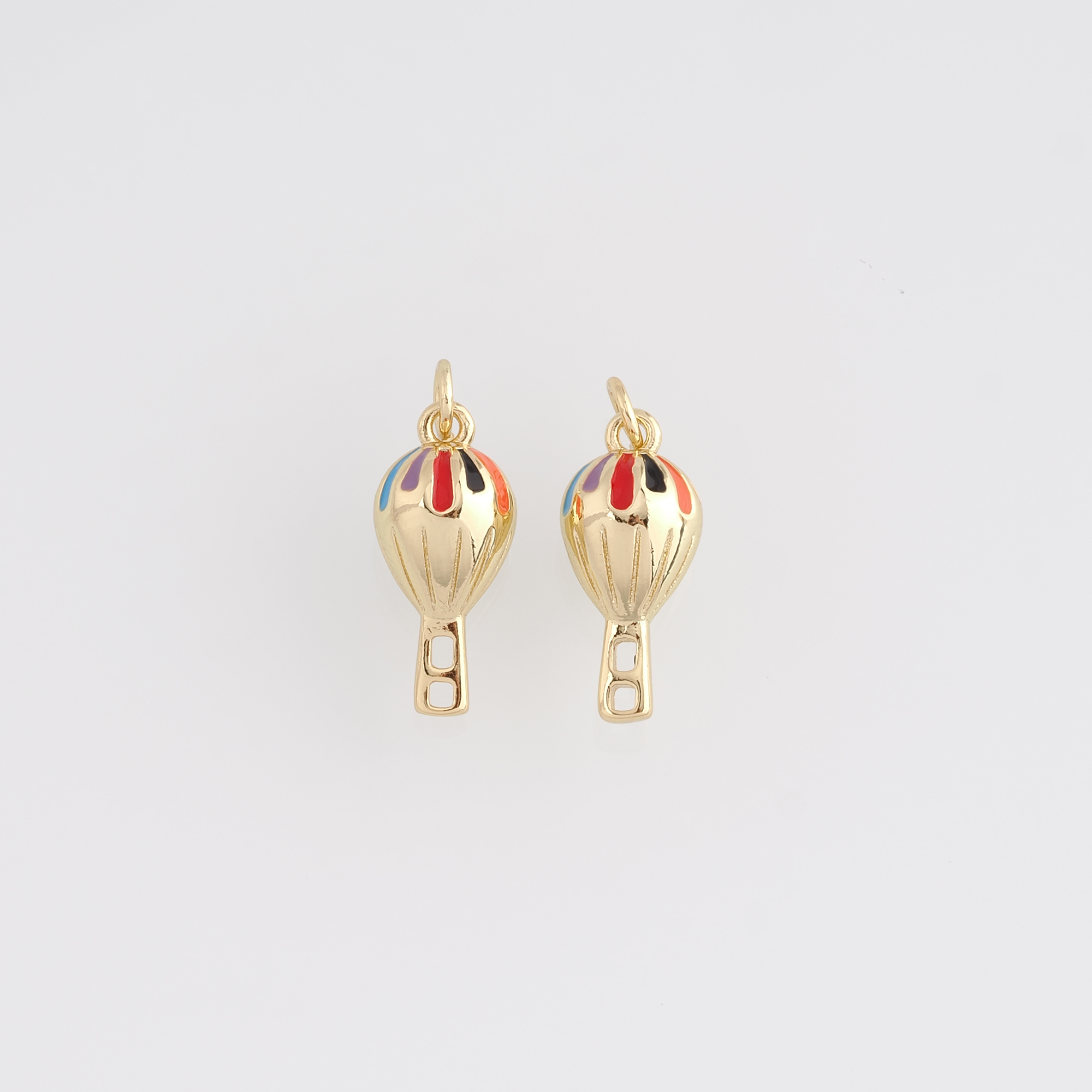 18K Gold Filled Hot Air Balloon Pendant,Enamel Hot Air Balloon Charm Earrings Necklace for DIY Jewelry Making Supply