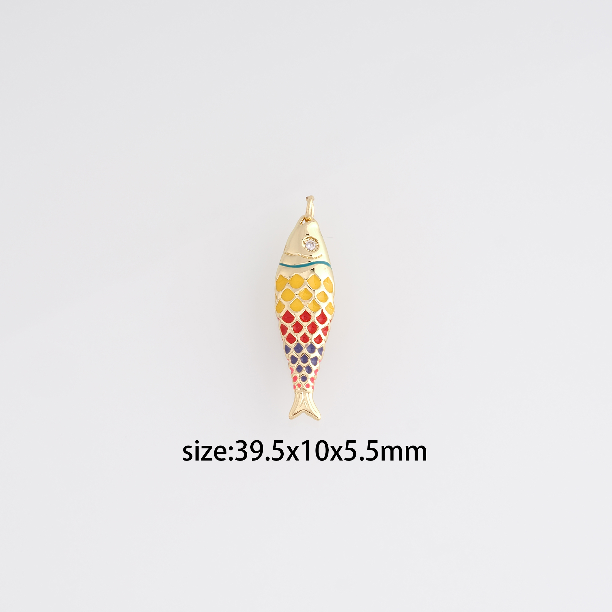 18K Gold Filled Fish Pendant,Enamel Ocean Fish Charm Earrings Necklace for DIY Jewelry Making Supply