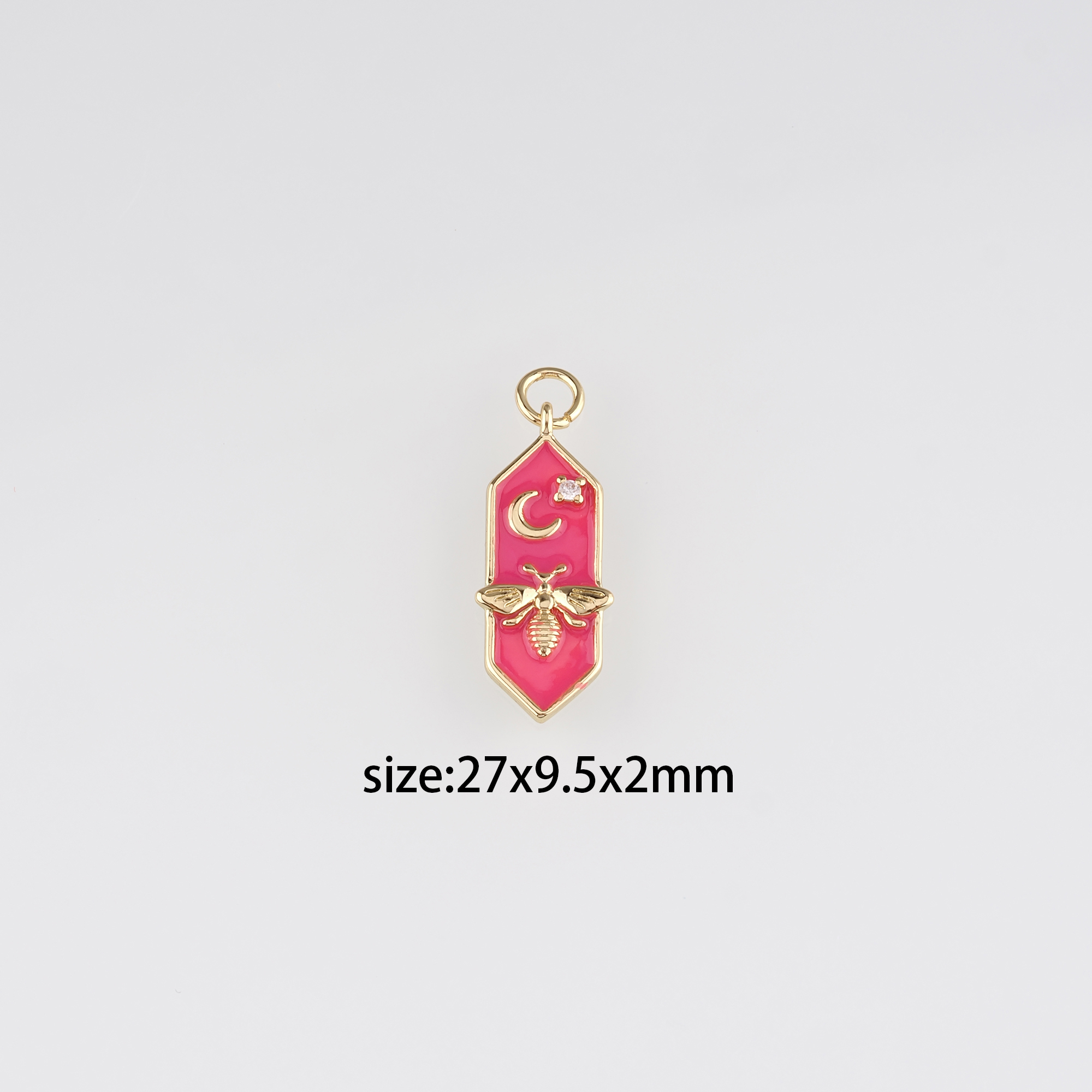 18K Gold Filled Bee Pendant,Enamel Bee Charm Earrings Necklace for DIY Jewelry Making Supply