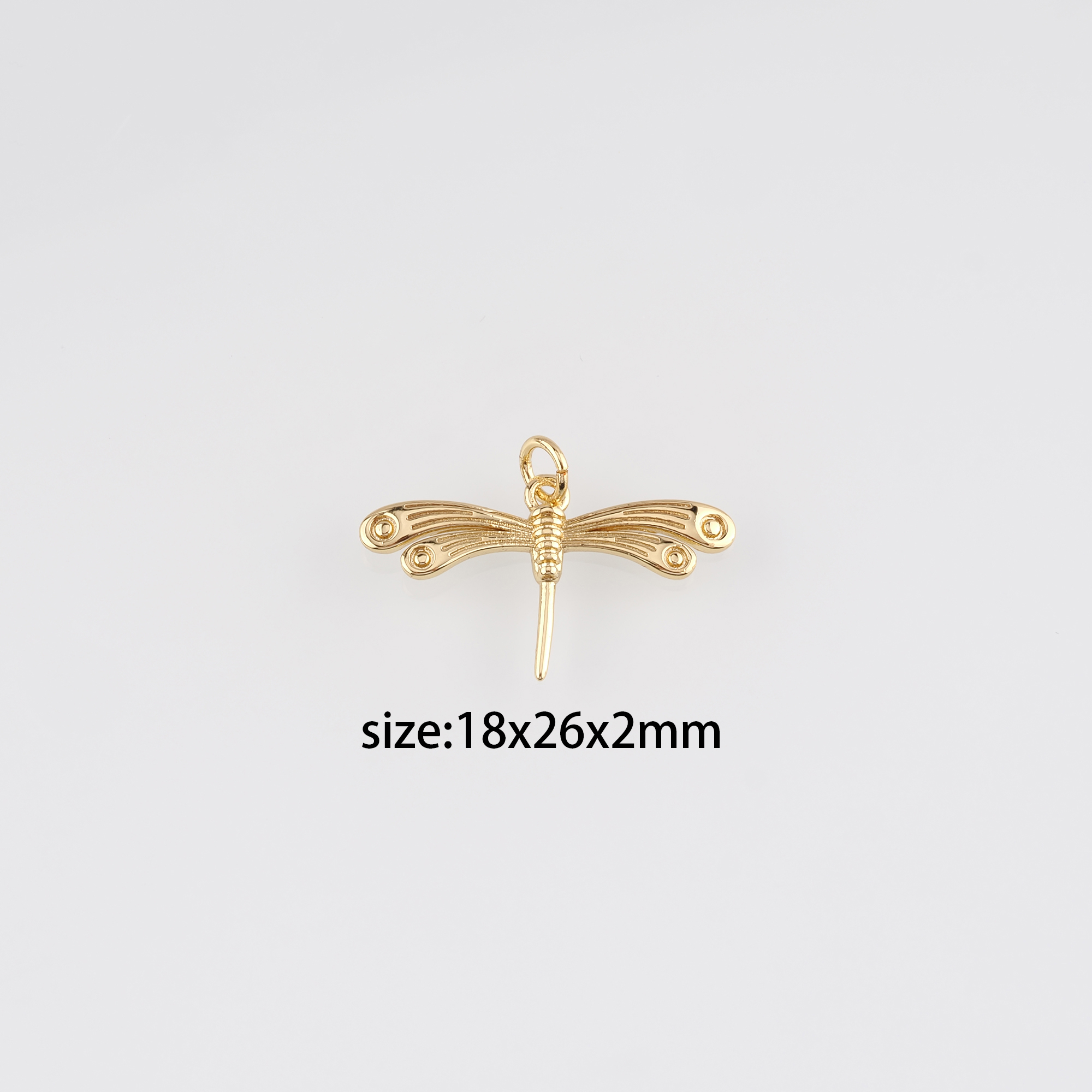 18K Gold Filled Dragonfly Pendant,Dainty Insect Charm Earrings Necklace for DIY Jewelry Making Supply