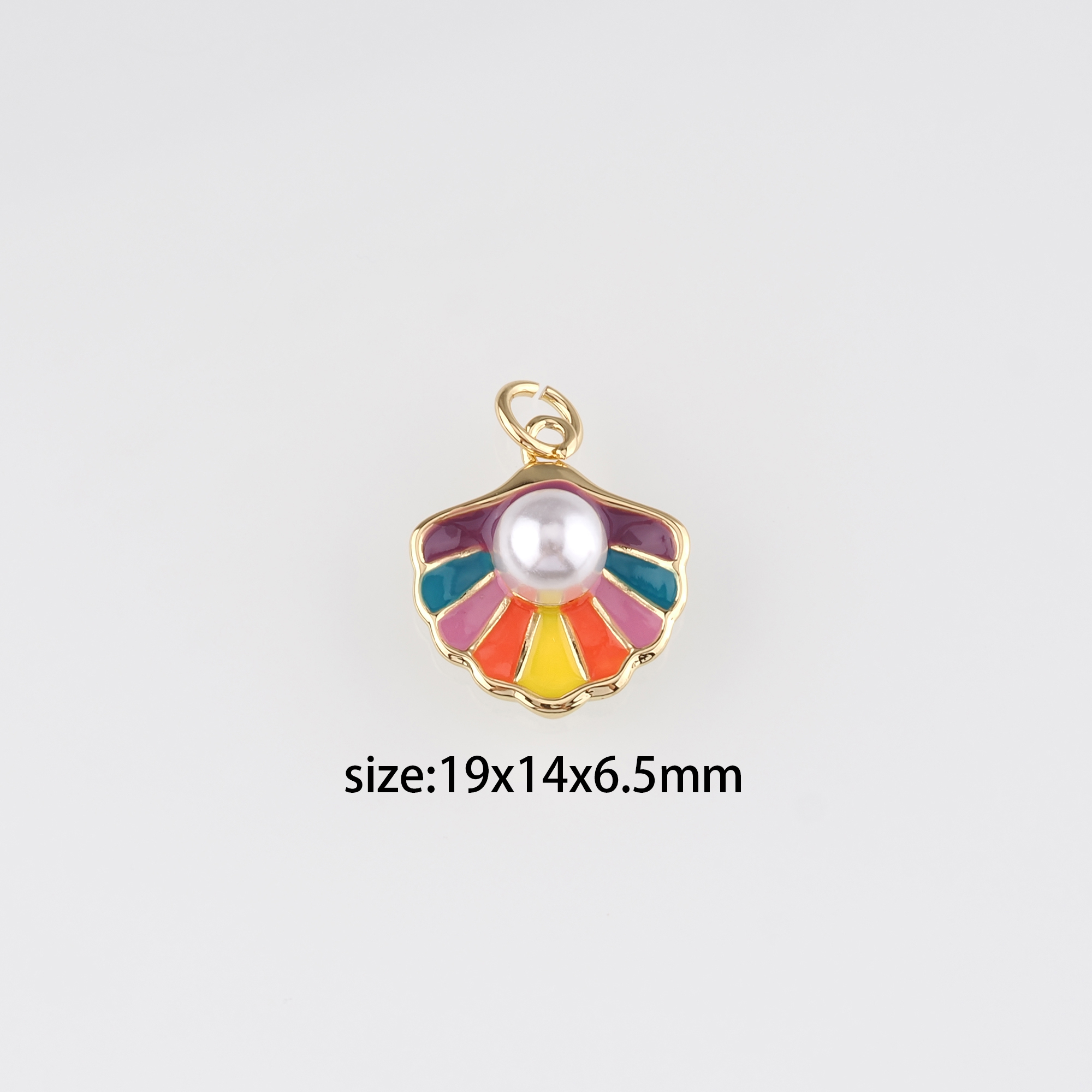 18K Gold Filled Scallop Pendant,Enamel Scallop Charm Earrings Necklace for DIY Jewelry Making Supply