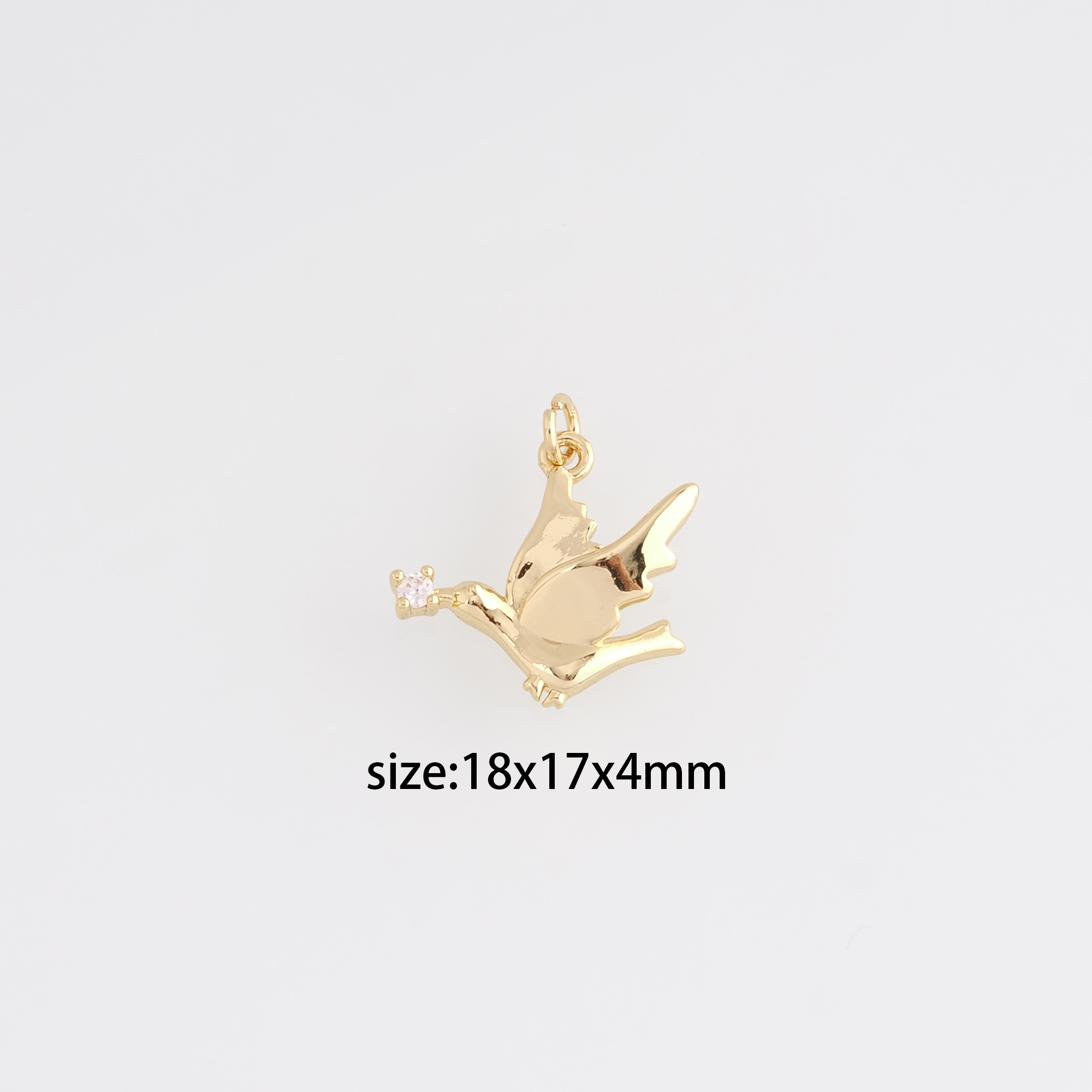 18K Gold Filled Bird Pendant,CZ Micro Pave Bird Charm Earrings Necklace for DIY Jewelry Making Supply