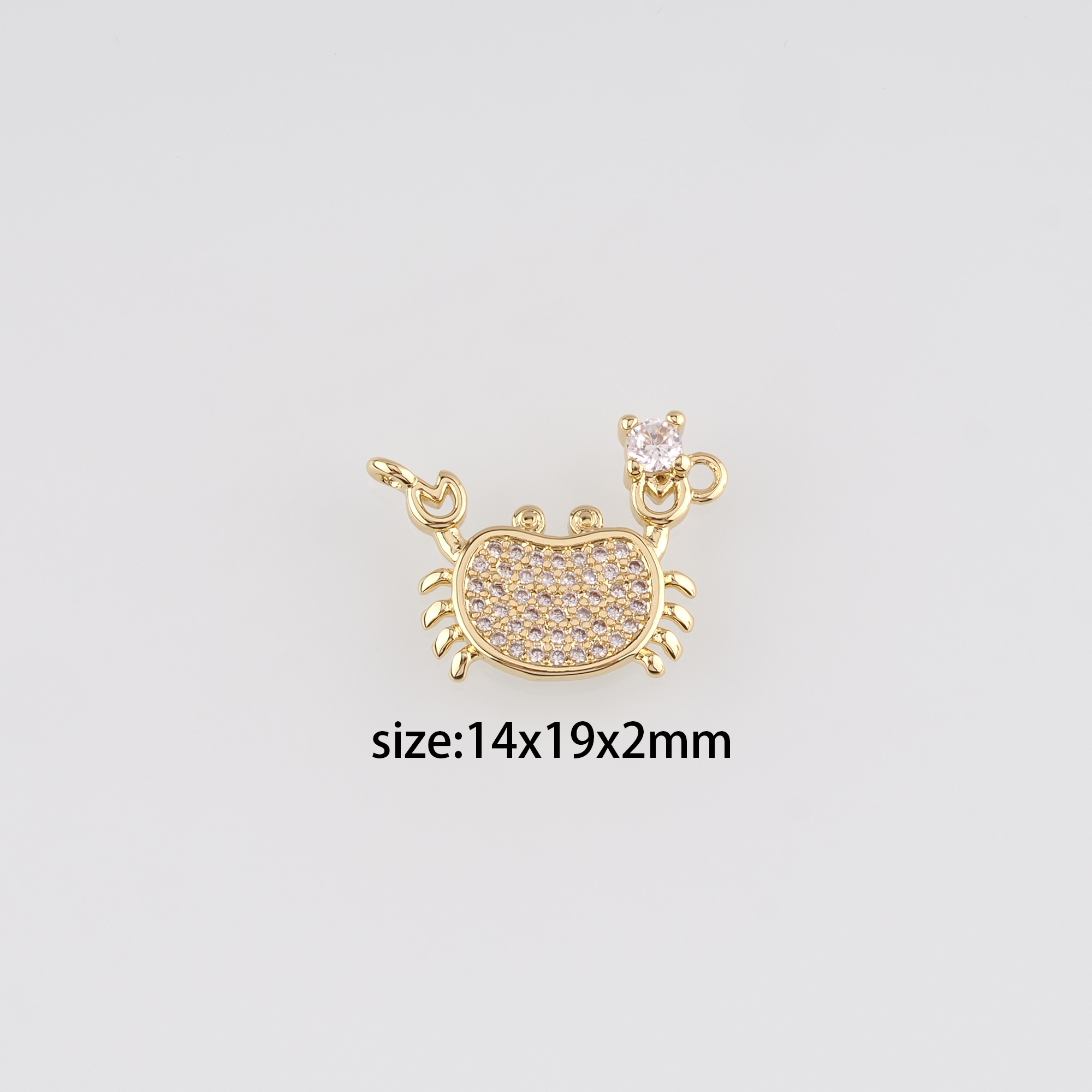18K Gold Filled Crab Pendant,CZ Micro Pave Cancer Charm Earrings Necklace for DIY Jewelry Making Supply