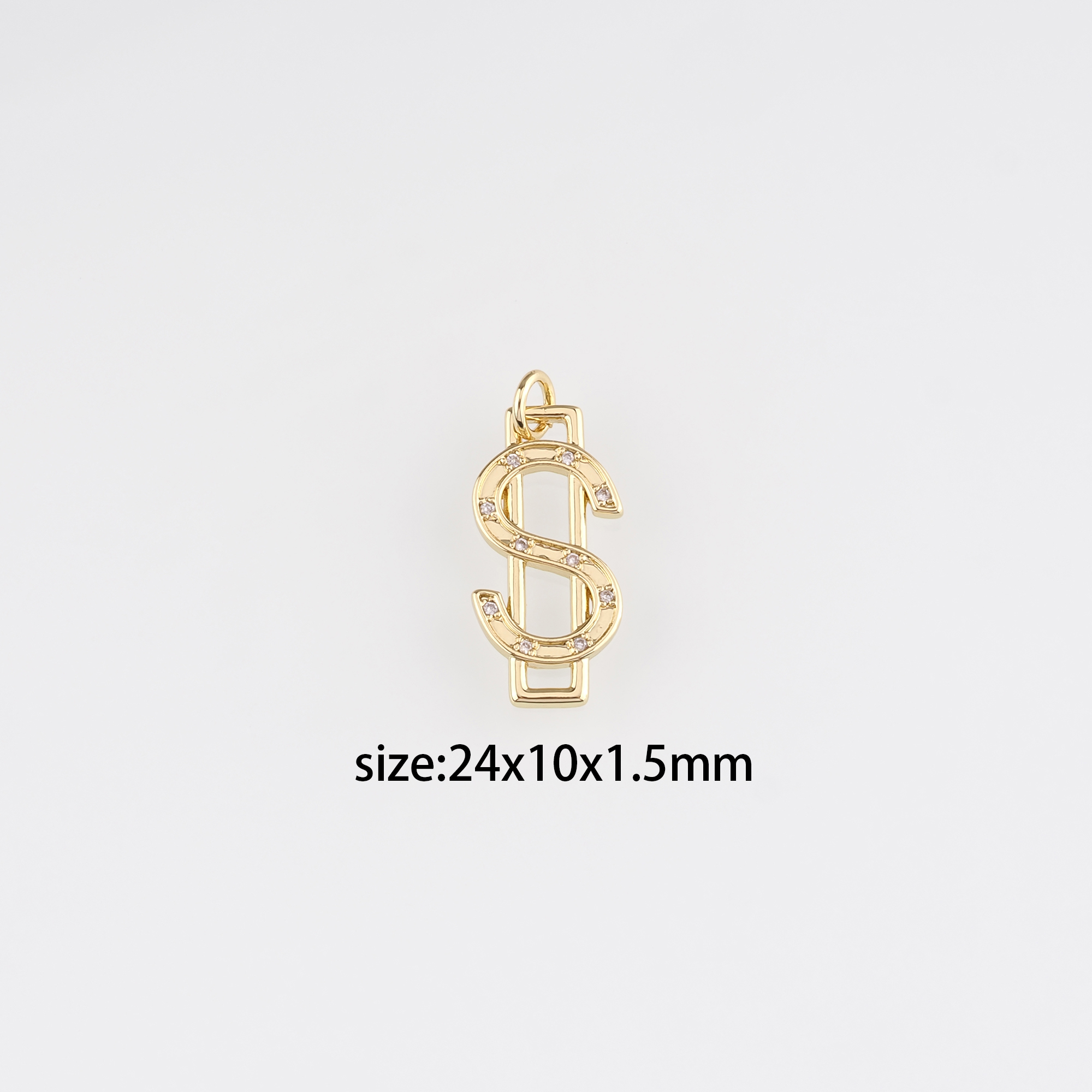 18K Gold Filled Money Pendant,Dollar Sign Charm Earrings Necklace for DIY Jewelry Making Supply
