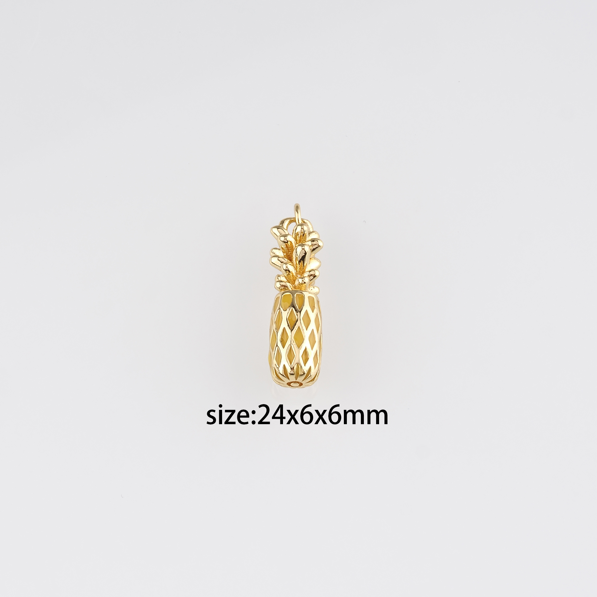 18K Gold Filled Pineapple Pendant,Enamel Fruit Charm Earrings Necklace for DIY Jewelry Making Supply