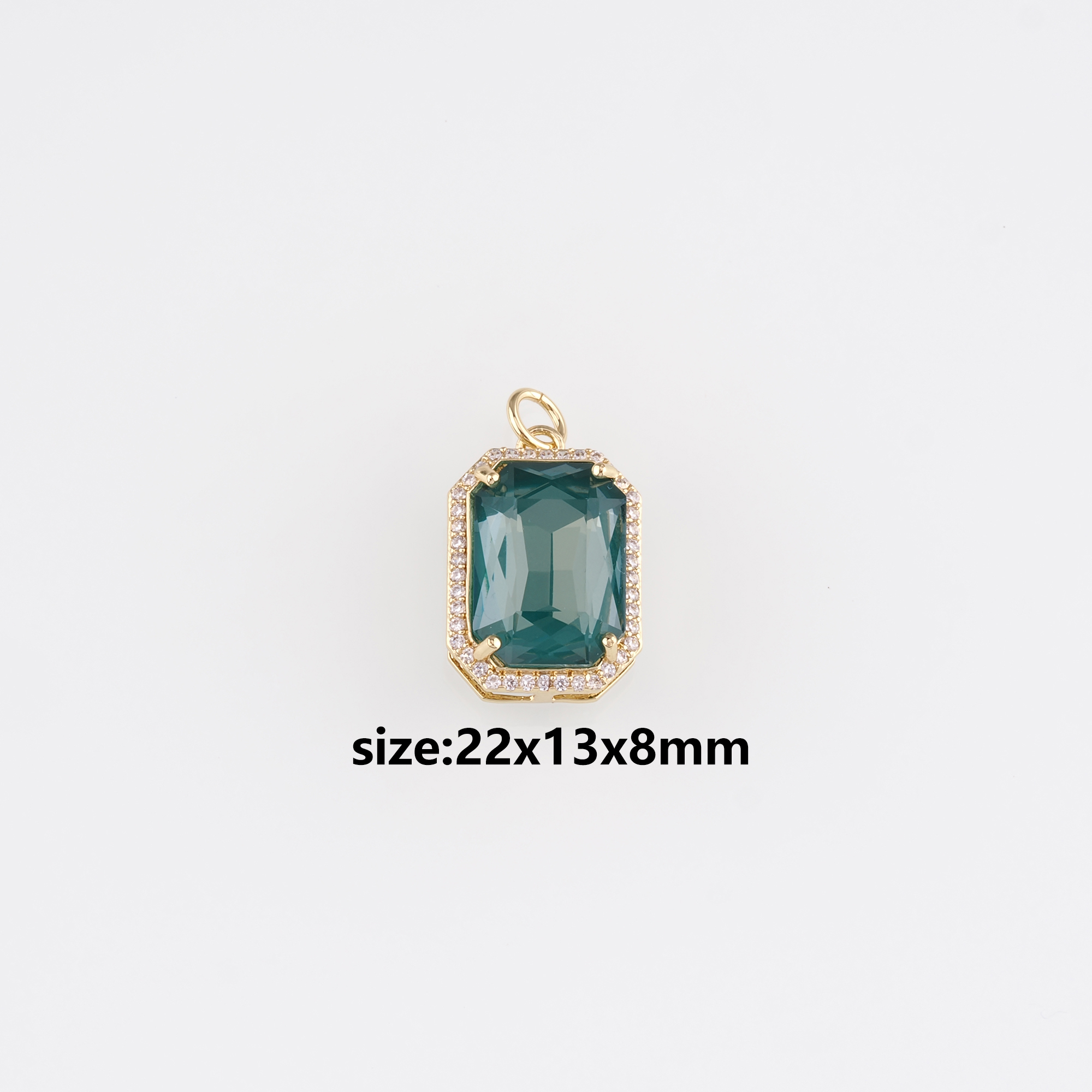 18K Gold Filled Rectangle Pendant,Crystal Rectangle Charm Earrings Necklace for DIY Jewelry Making Supply