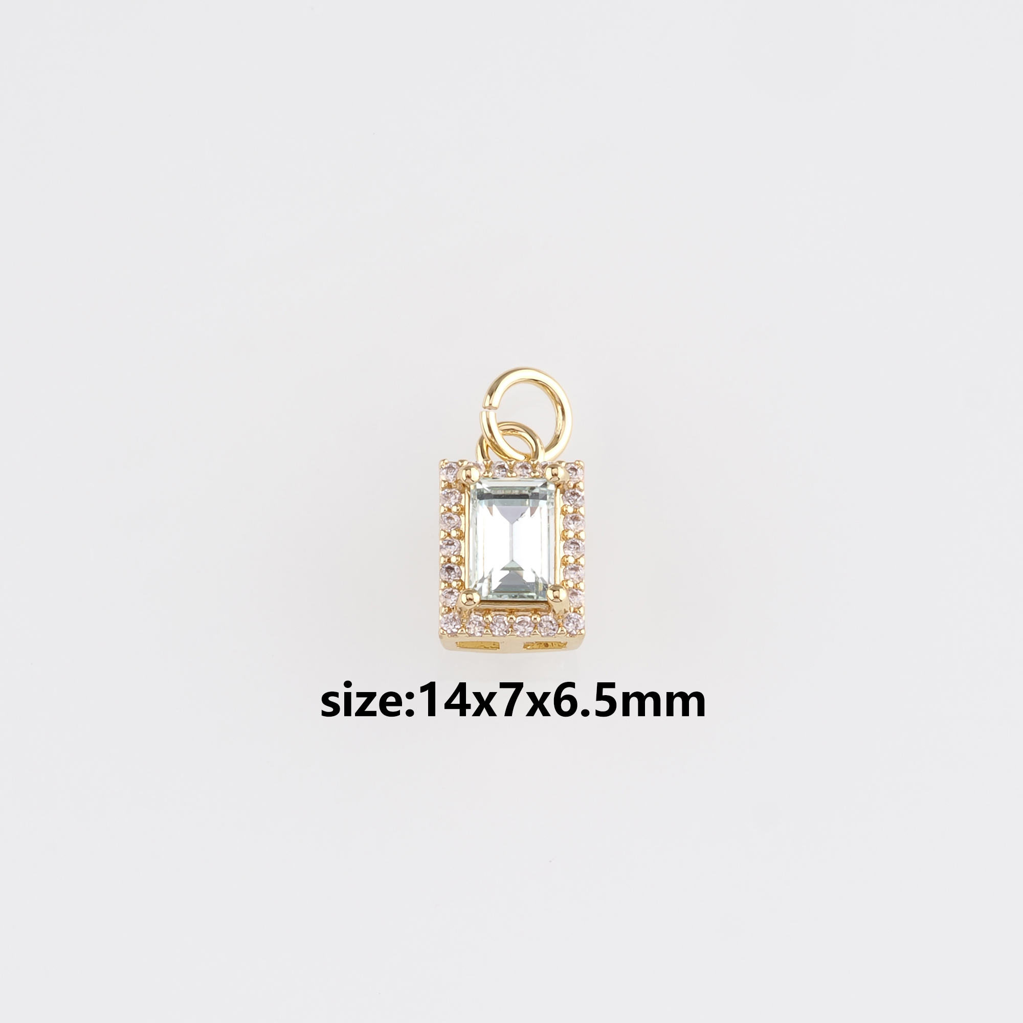 18K Gold Filled Rectangle Pendant,Crystal Rectangle Charm Earrings Necklace for DIY Jewelry Making Supply