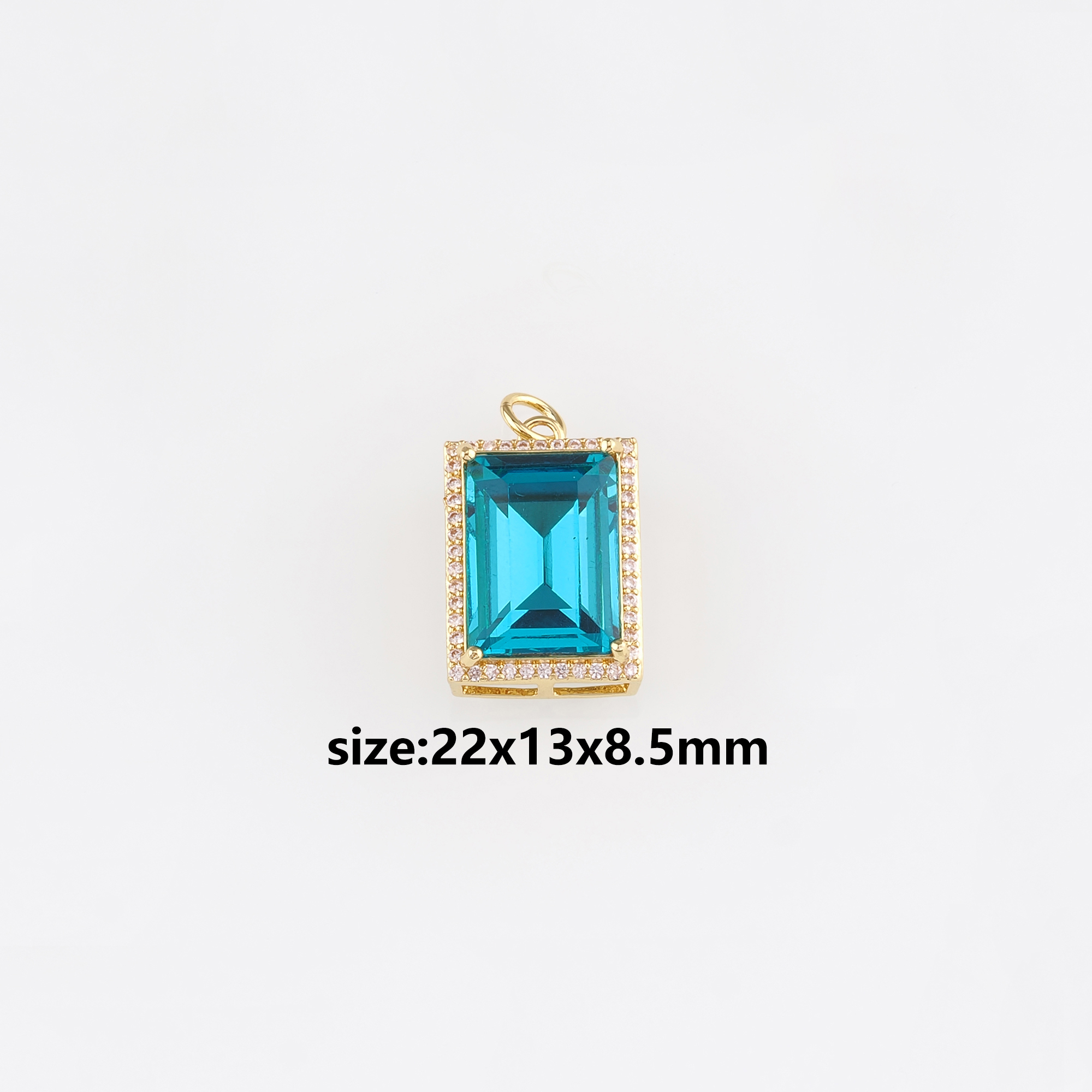 18K Gold Filled Rectangle Pendant,Crystal Rectangle Charm Earrings Necklace for DIY Jewelry Making Supply