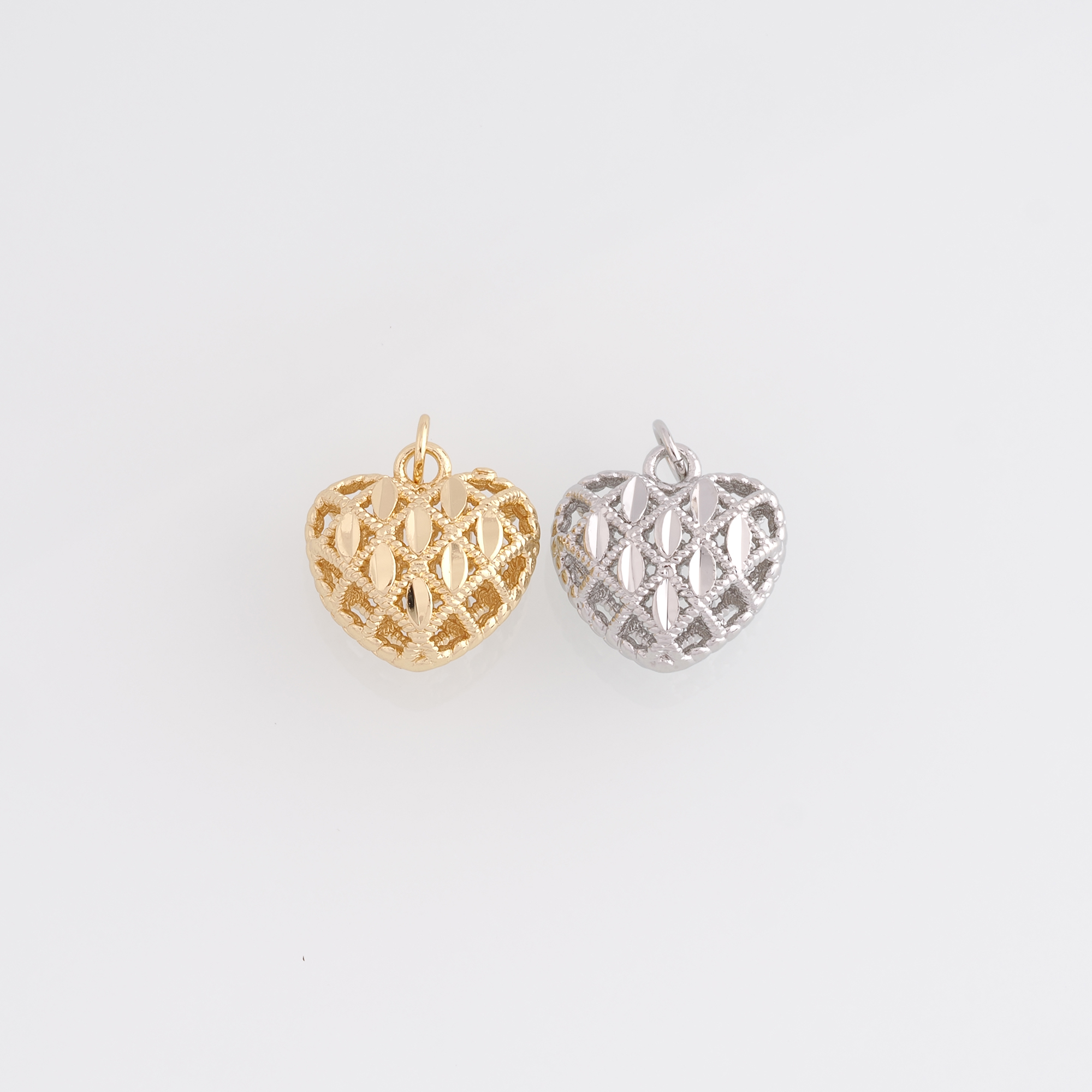 18K Gold Filled Heart Pendant,Heart Charm Earrings Necklace for DIY Jewelry Making Supply